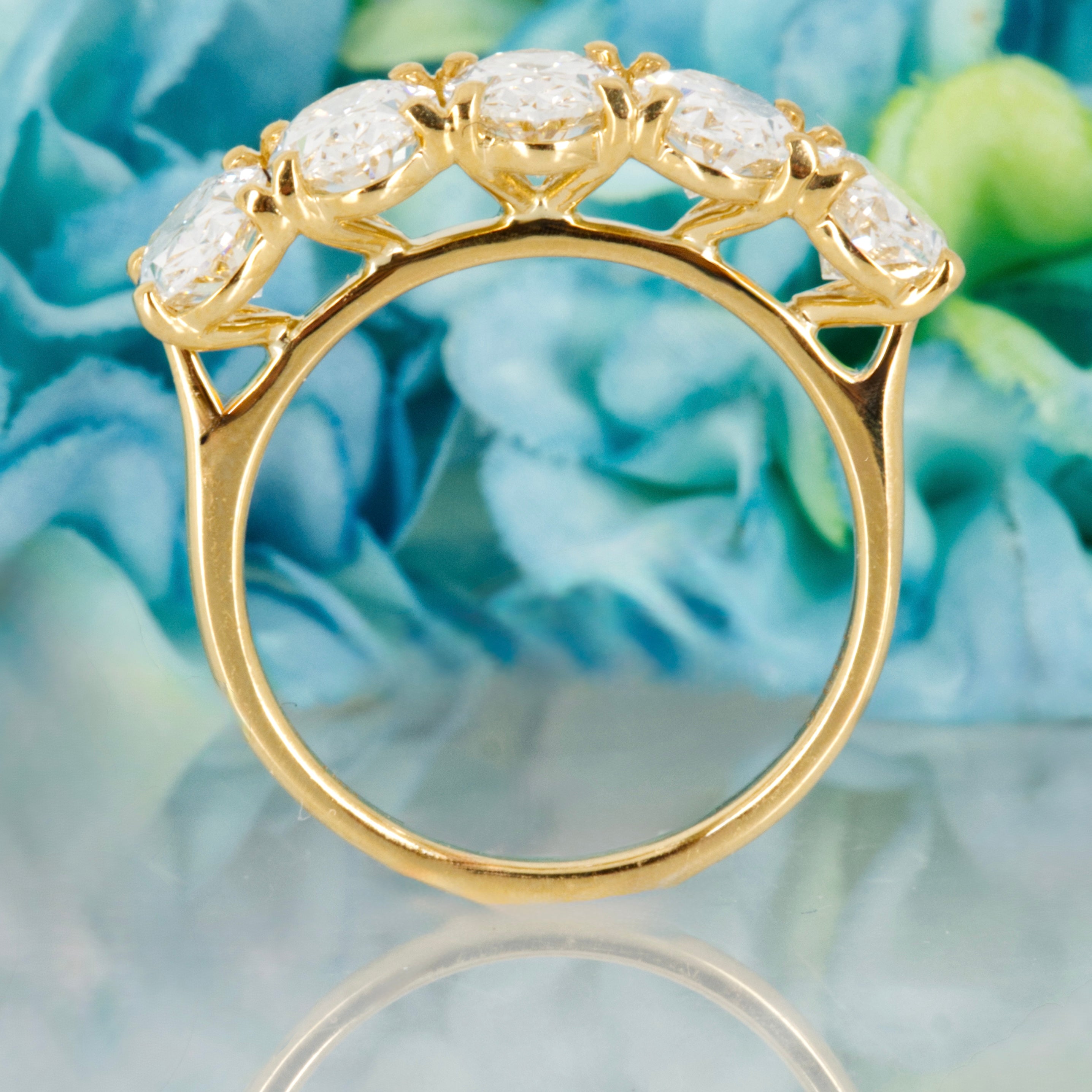 18ct Yellow Gold 3.64ct Oval Cut Lab Grown Diamond Five Stone Ring