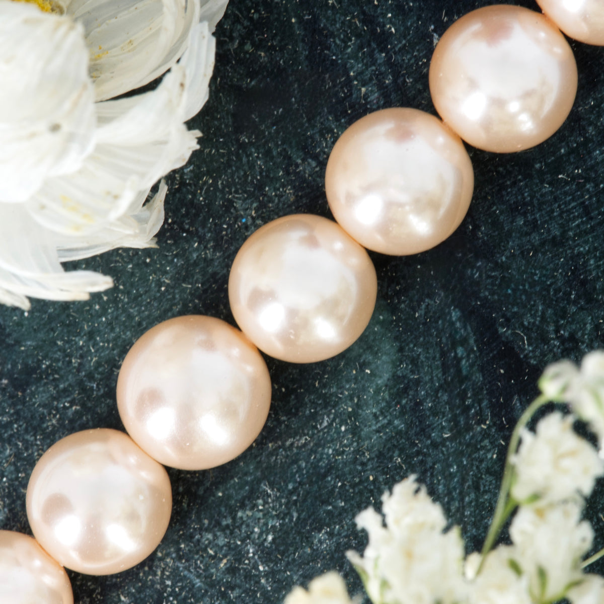 Rhodium Plated Pink Mother-Of-Pearl Bead Bracelet with Star Charm