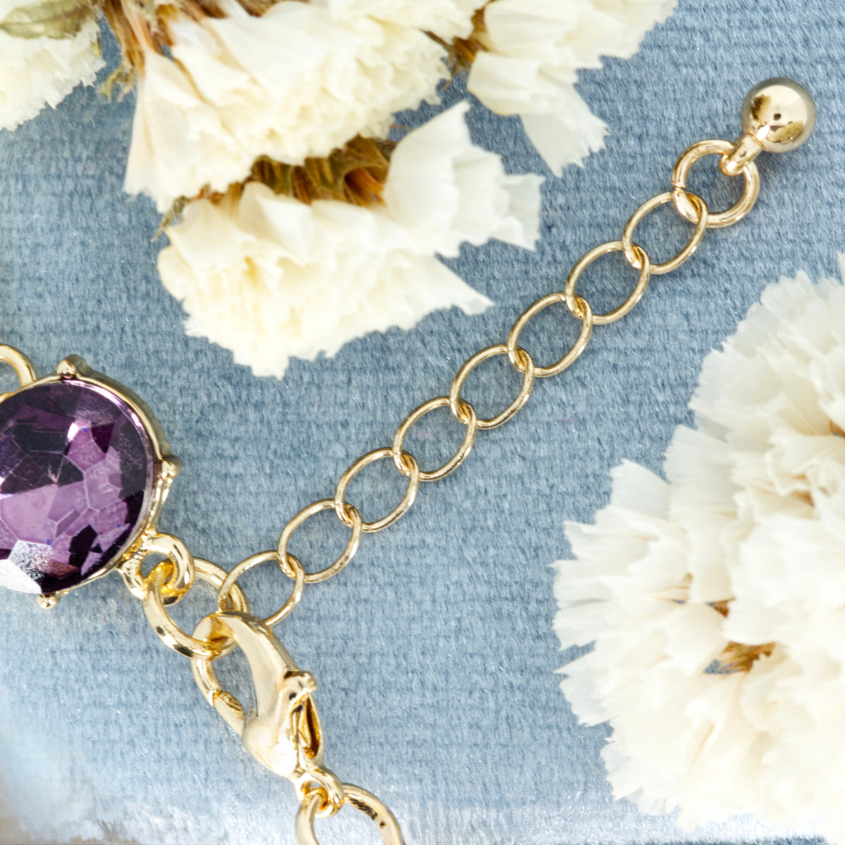 Gold Plated Purple Cubic Zirconia Set Bracelet