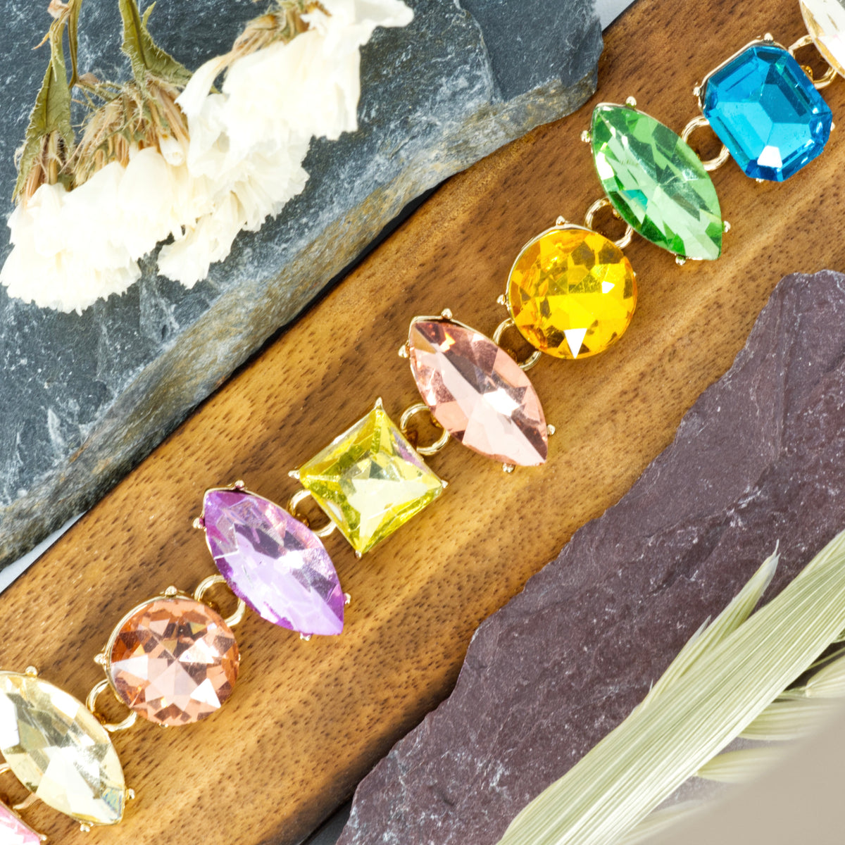 Gold Plated Multi-Coloured Cubic Zirconia Set Bracelet