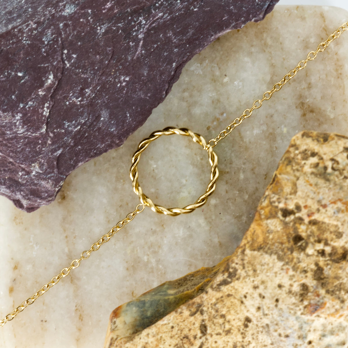 Gold Plated Twisted Circle Bracelet