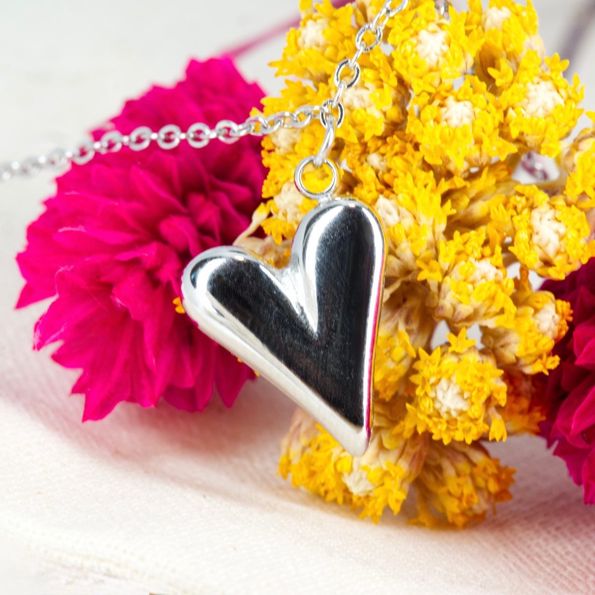 Rhodium Plated Heart Bracelet