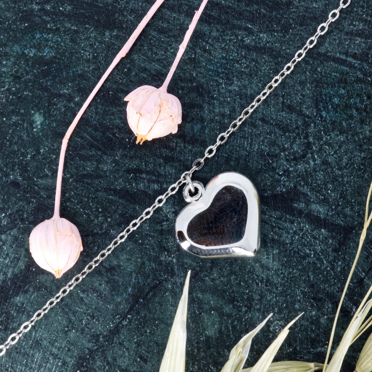 Rhodium Plated Heart Bracelet