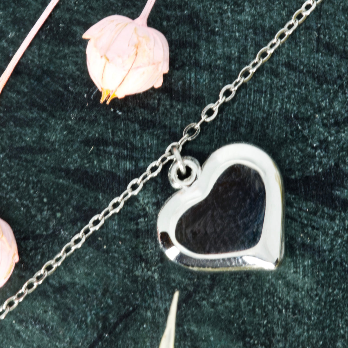 Rhodium Plated Heart Bracelet