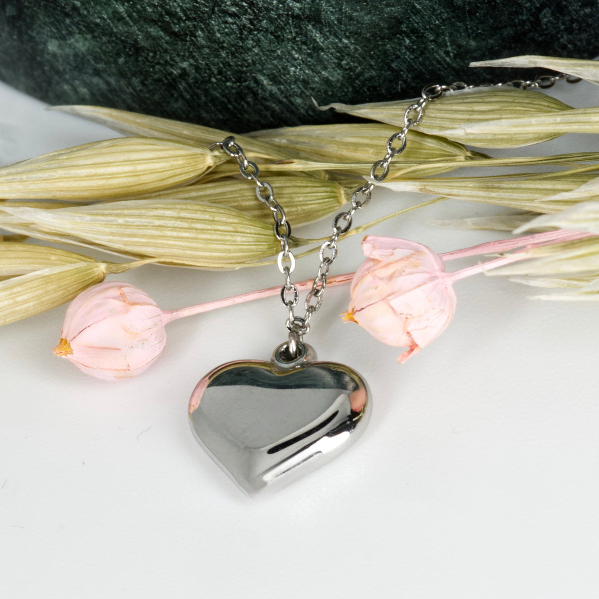 Rhodium Plated Heart Bracelet