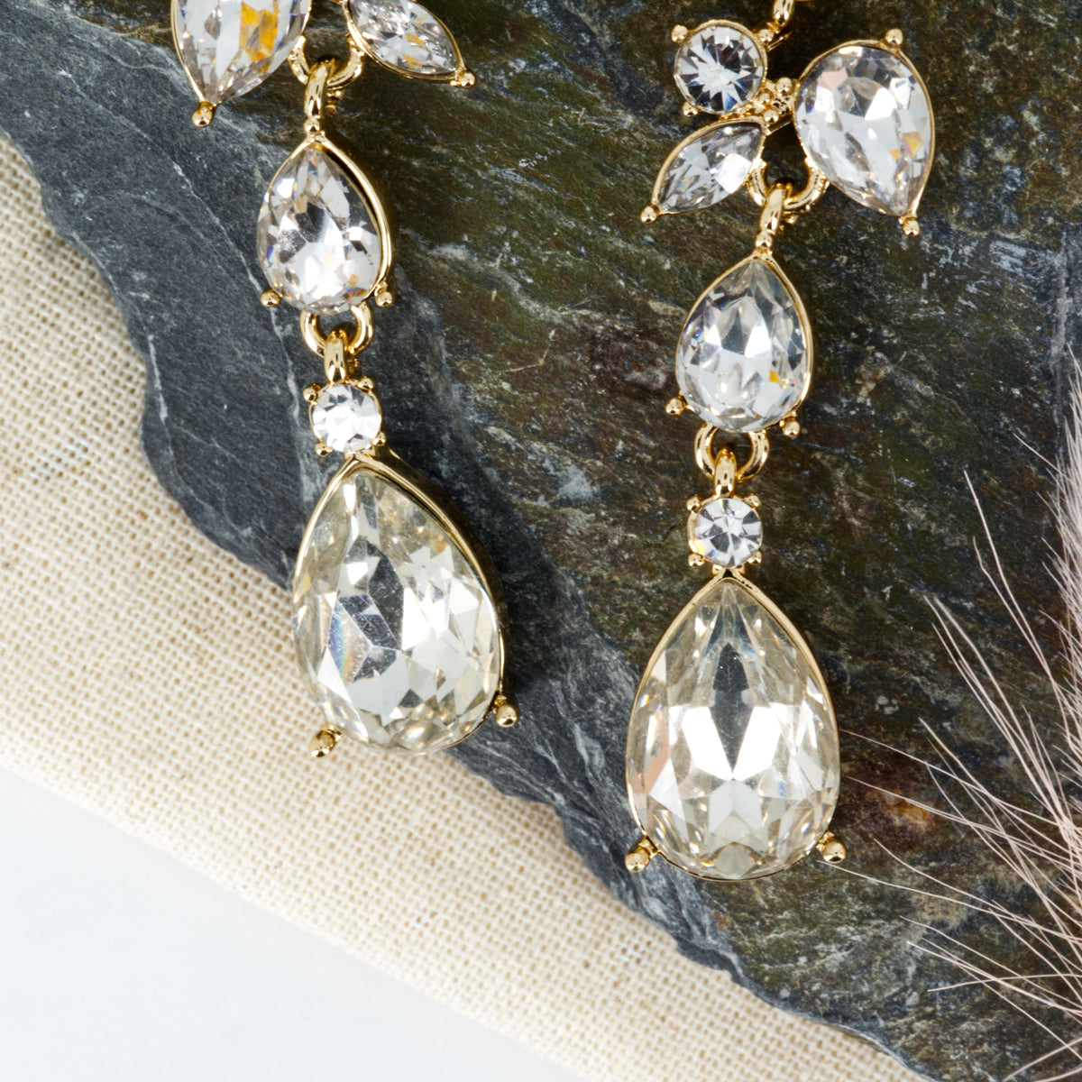 Gold Plated Cubic Zirconia Set Drop Earrings