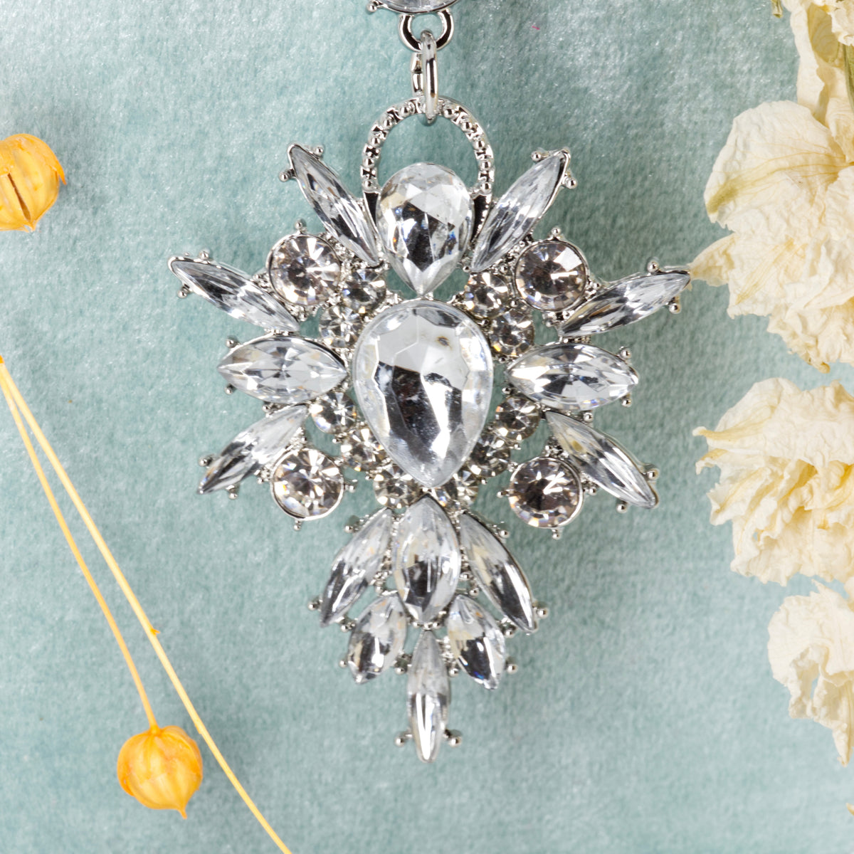 Rhodium Plated Cubic Zirconia Drop Earrings