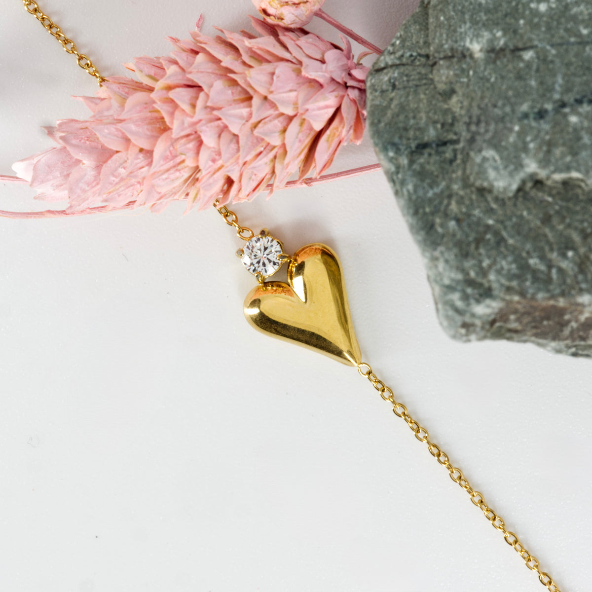 Gold Plated Heart & Cubic Zirconia Set Bracelet