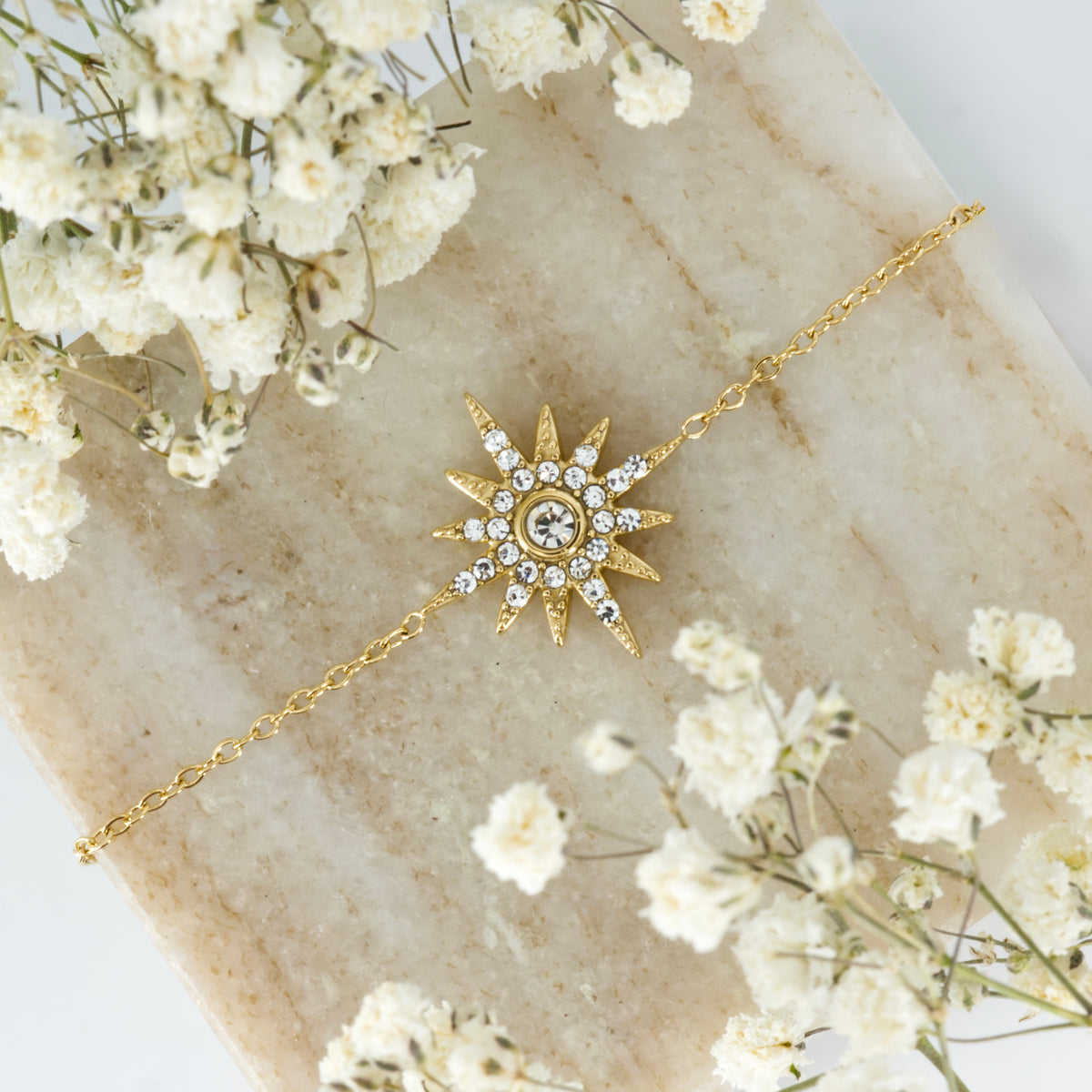 Gold Plated Cubic Zirconia Set Star Bracelet
