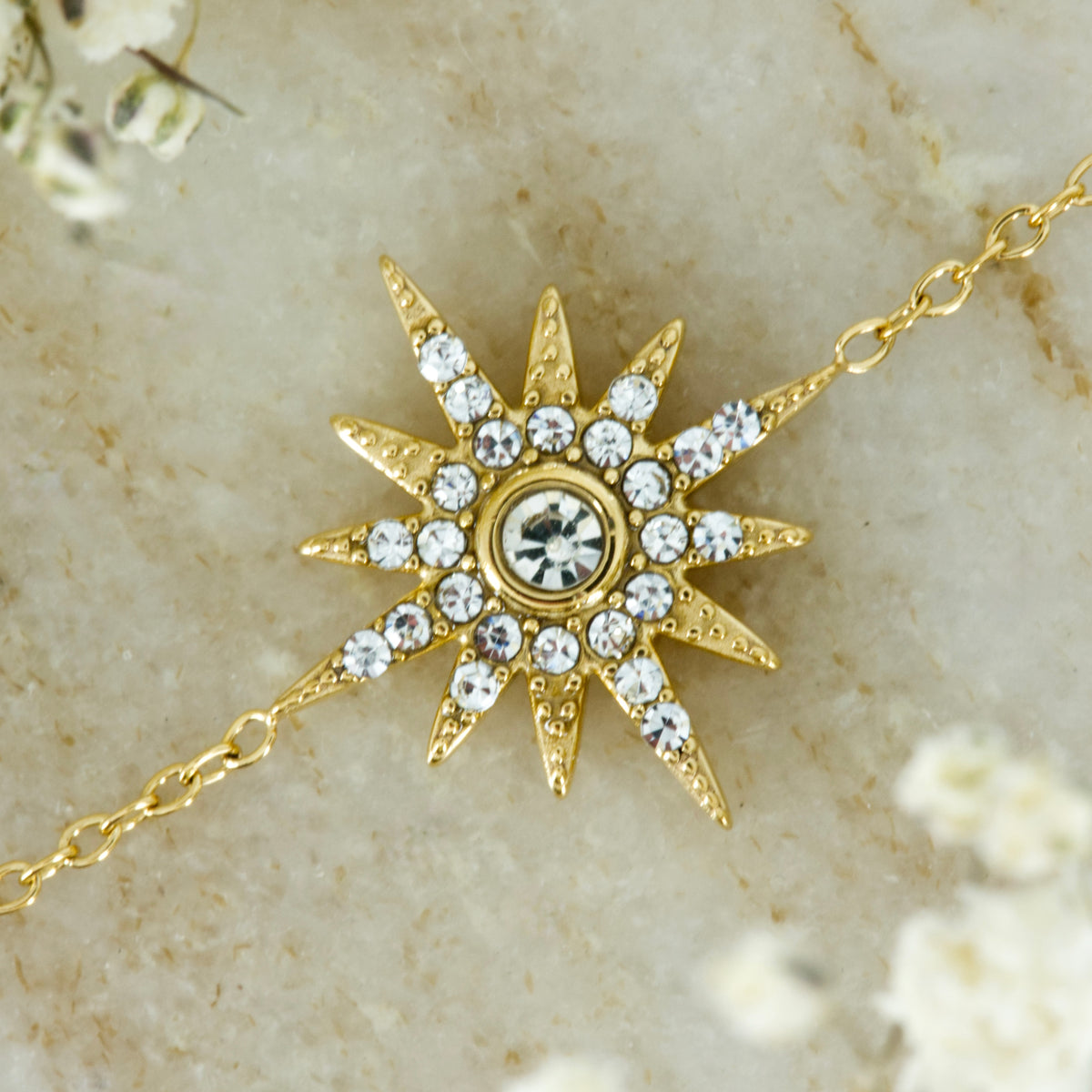 Gold Plated Cubic Zirconia Set Star Bracelet