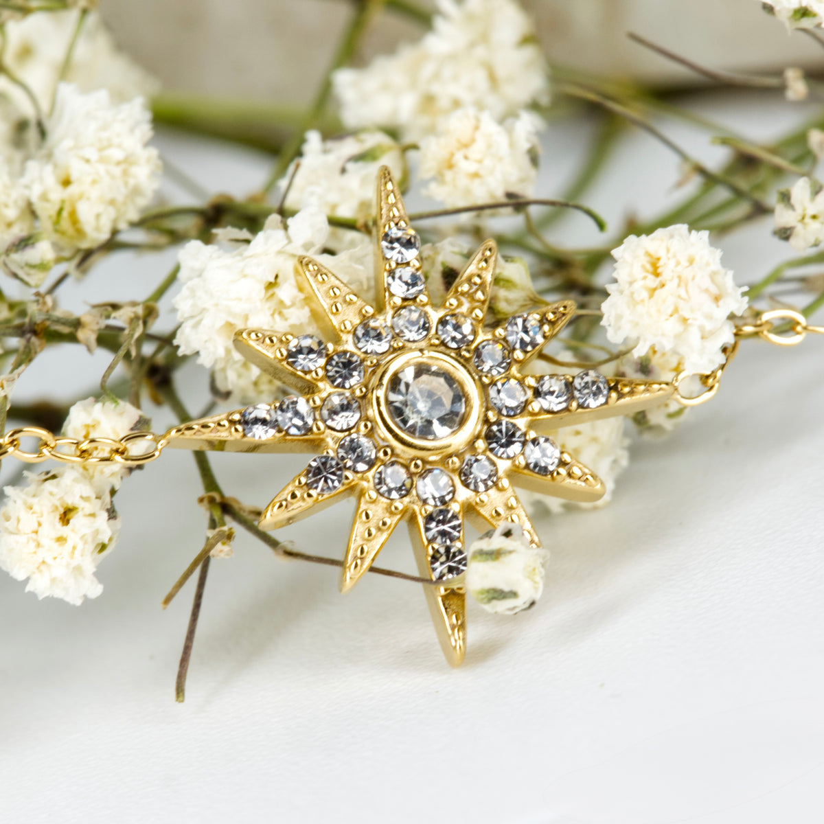 Gold Plated Cubic Zirconia Set Star Bracelet