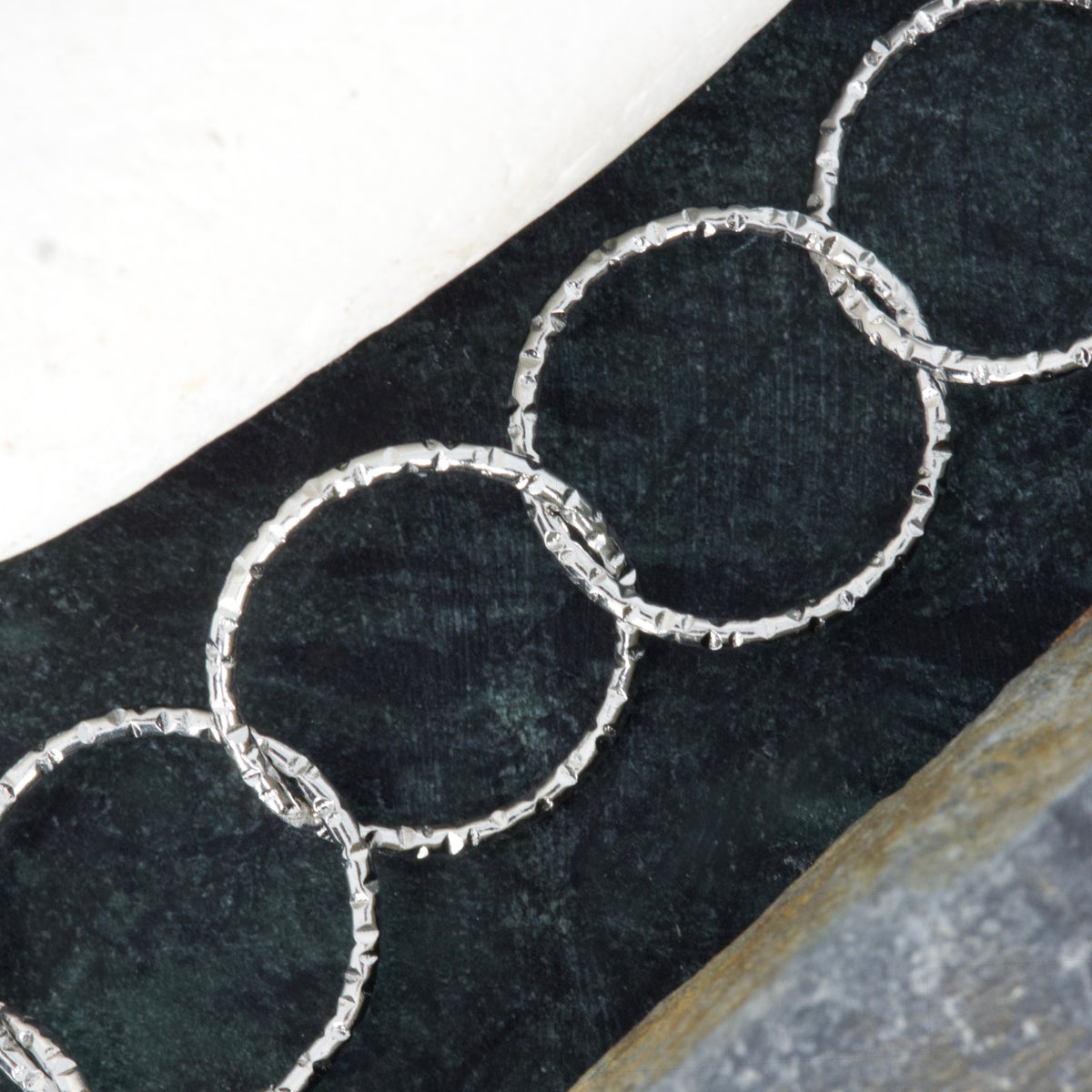 Rhodium Plated Hammered Circles Bracelet