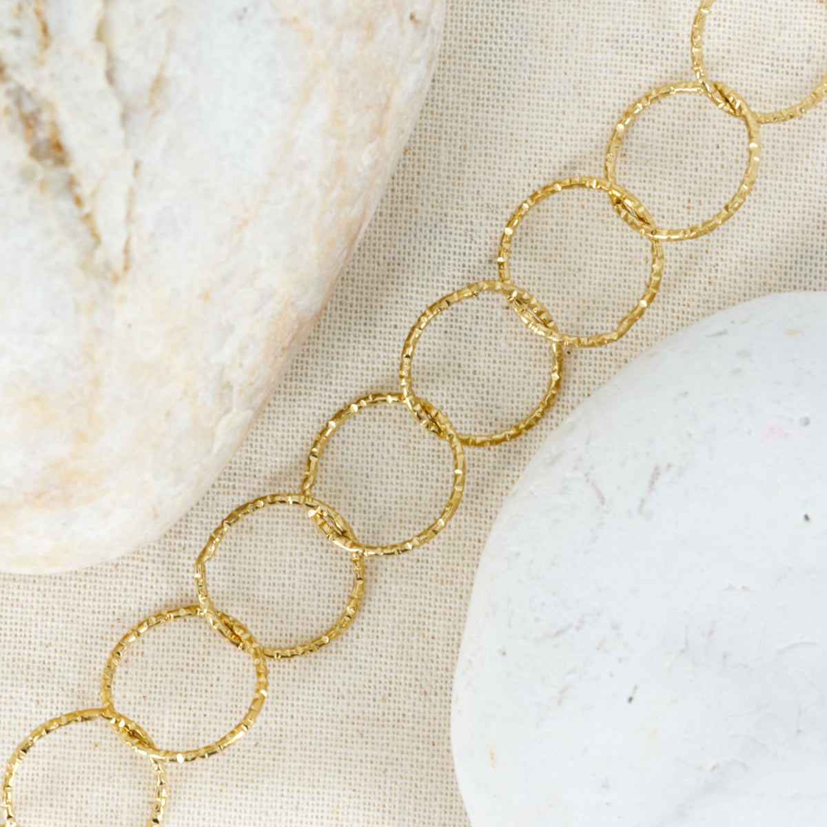 Gold Plated Hammered Circles Bracelet