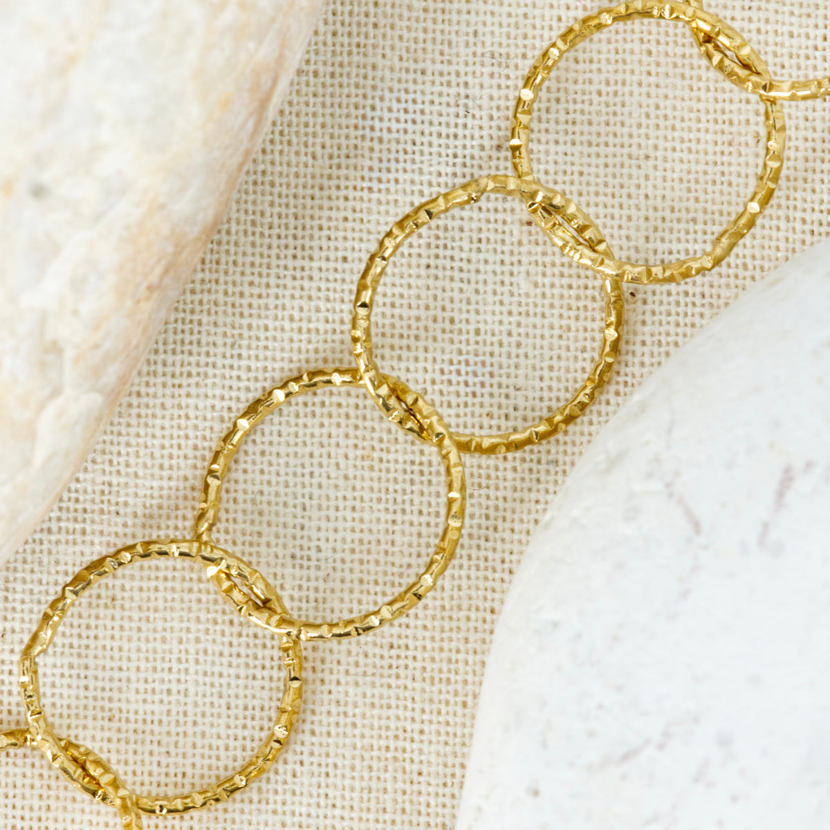Gold Plated Hammered Circles Bracelet