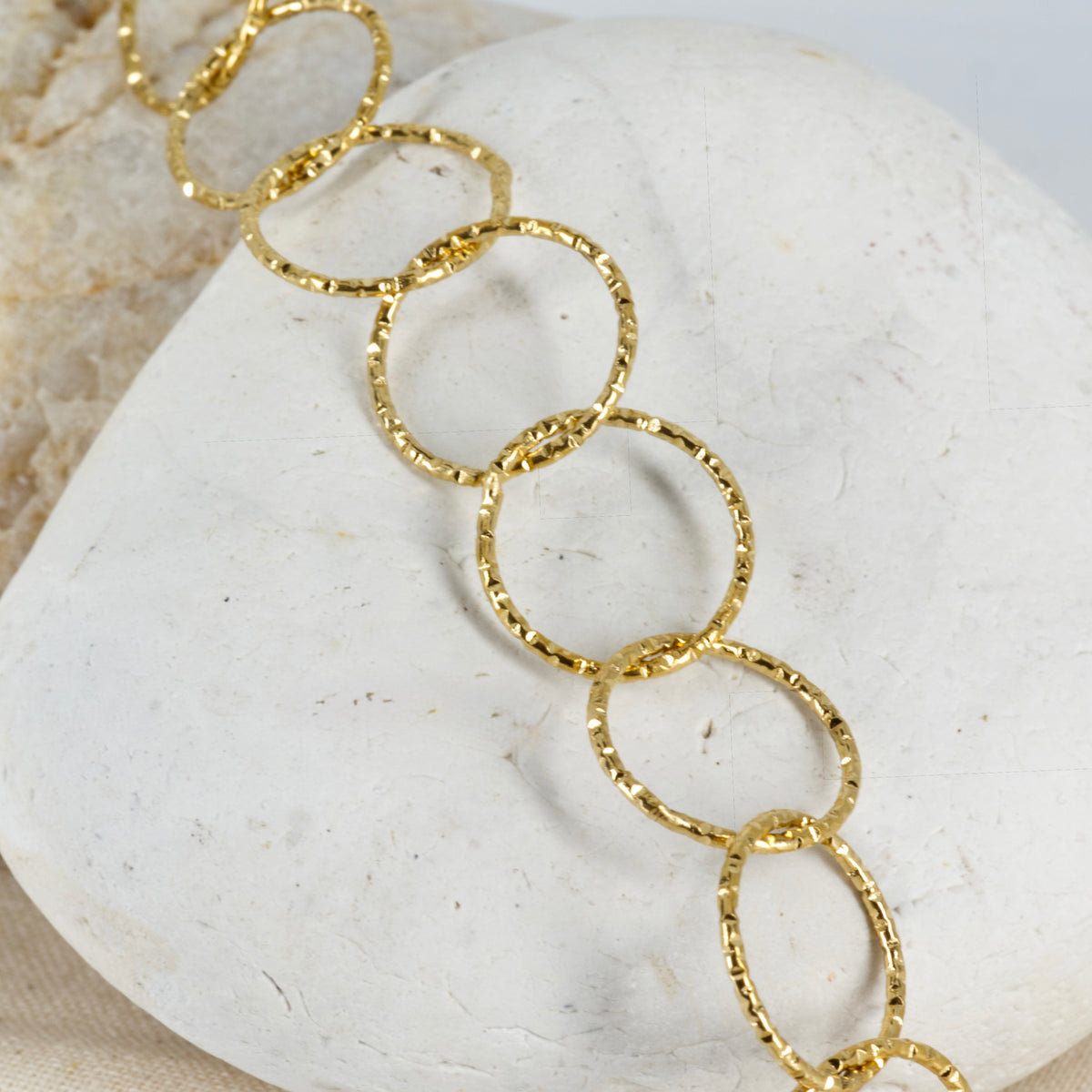 Gold Plated Hammered Circles Bracelet