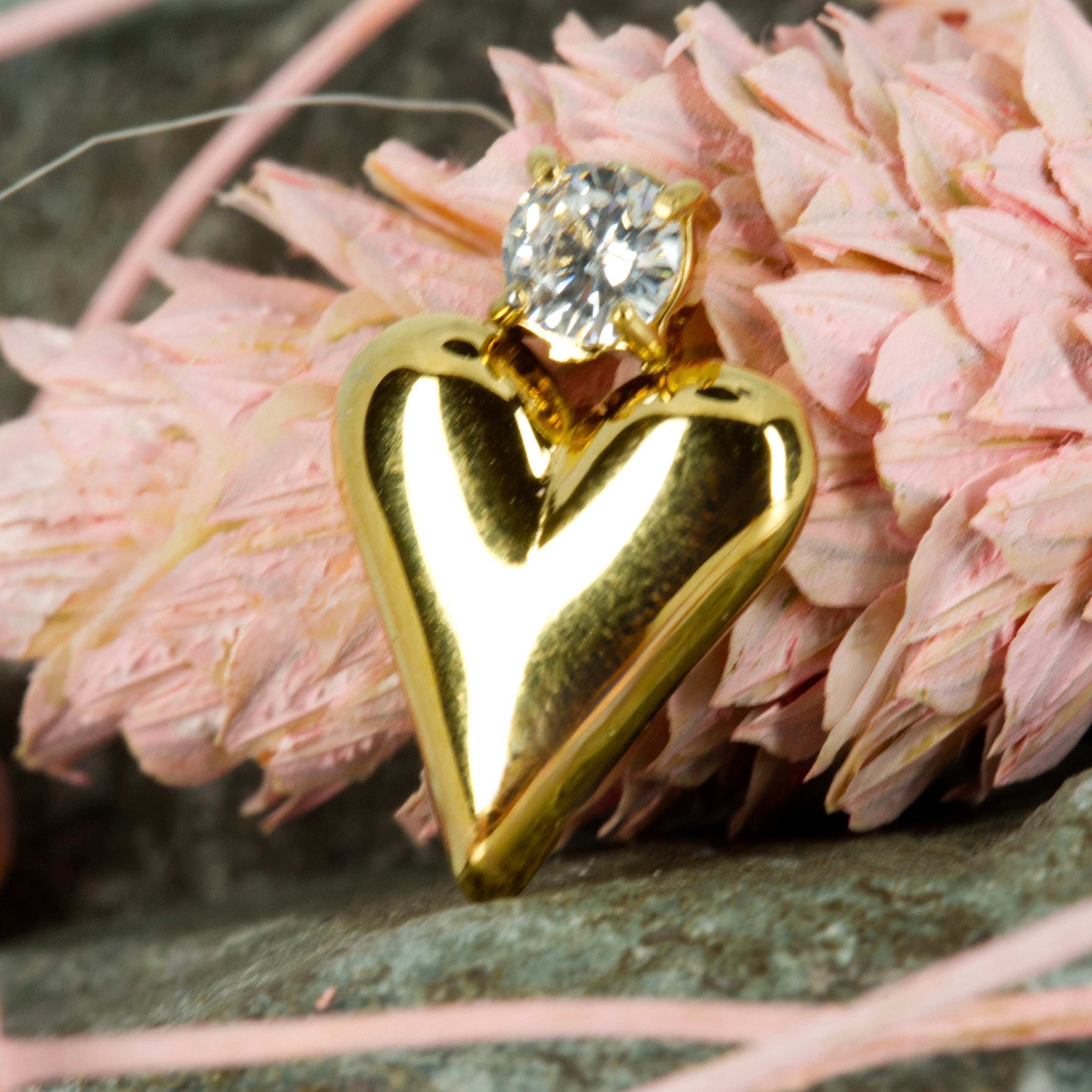 Gold Plated Heart & Cubic Zirconia Set Drop Earrings