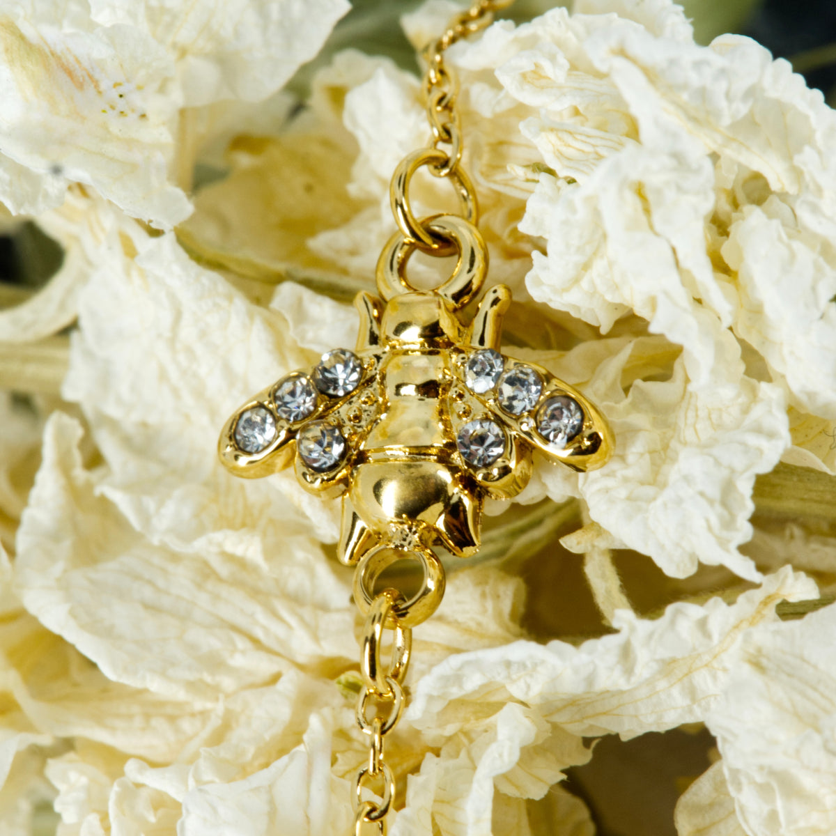 Gold Plated Cubic Zirconia Set Bee Bracelet