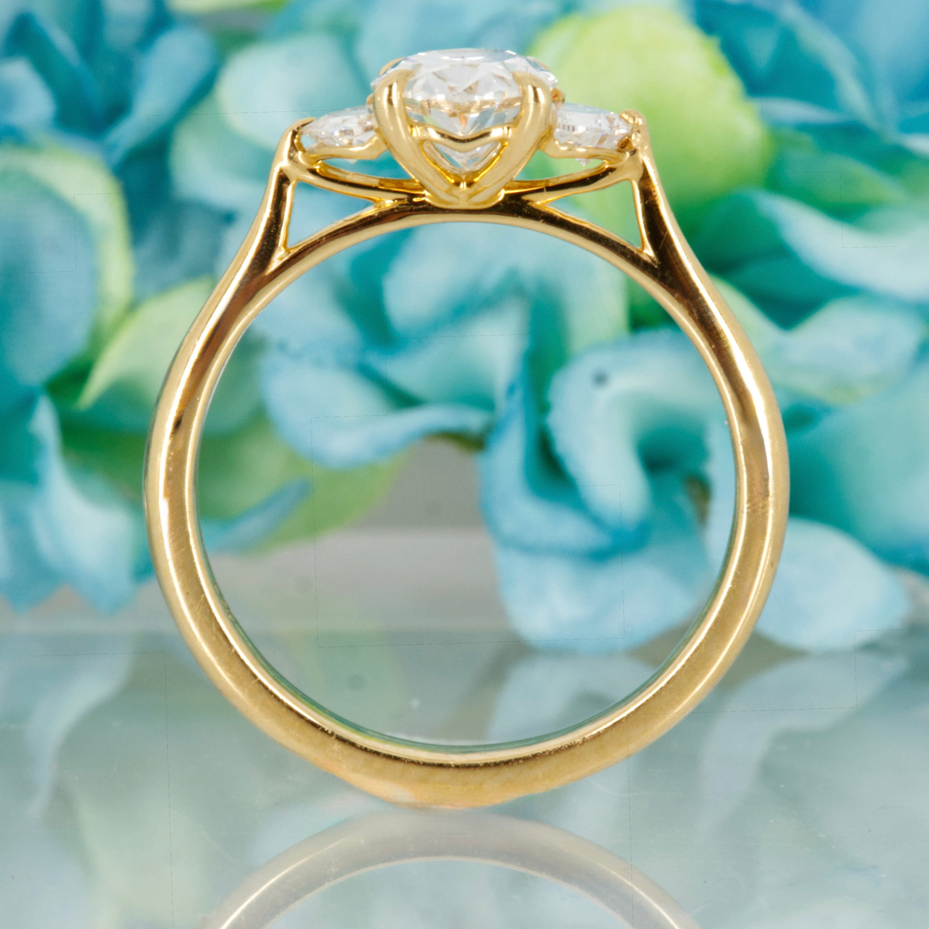 18ct Yellow Gold 1.42ct Oval & Crescent Cut Lab Grown Diamond Trilogy Ring