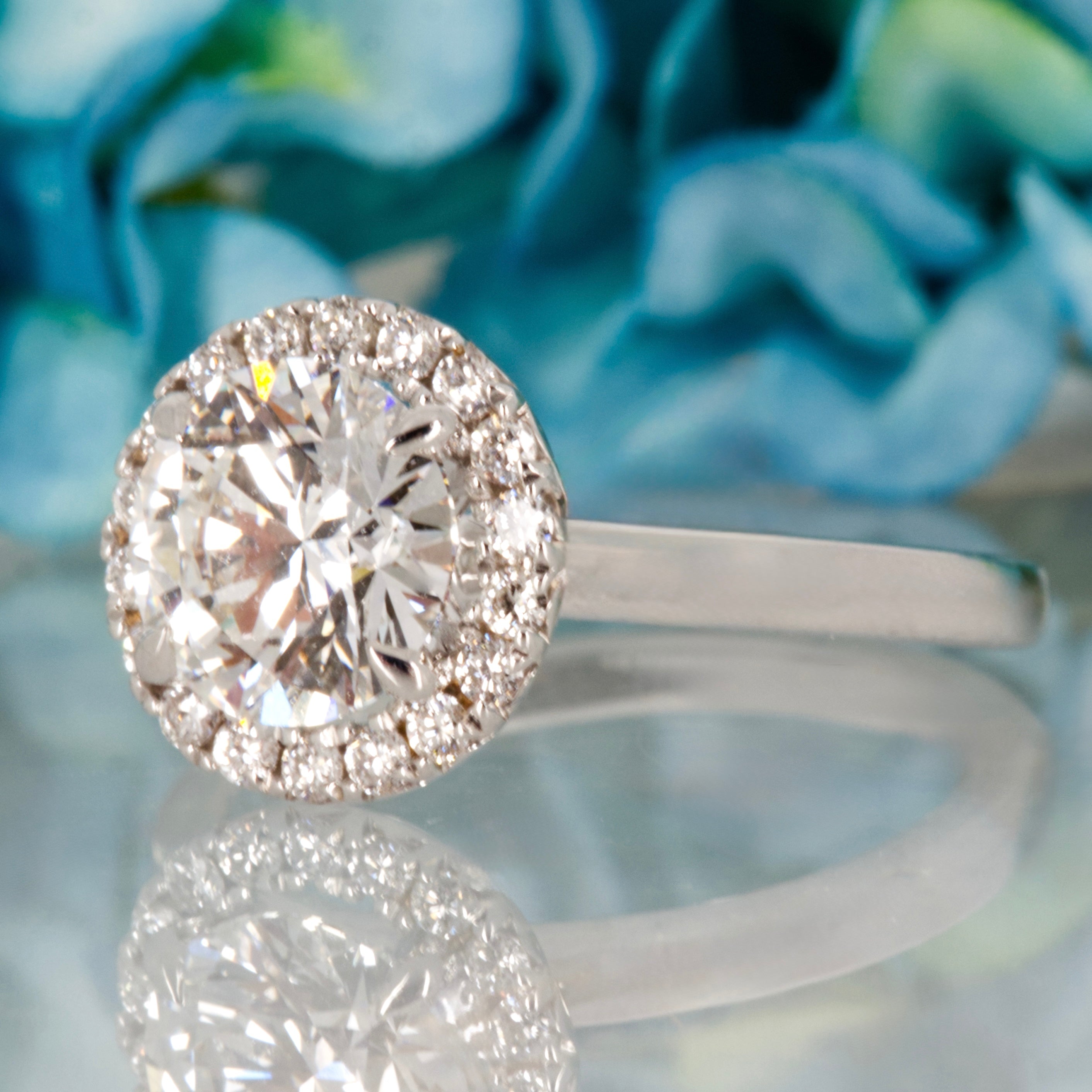 18ct White Gold 1.98ct Round Brilliant Cut Lab Grown Diamond Halo Cluster Ring
