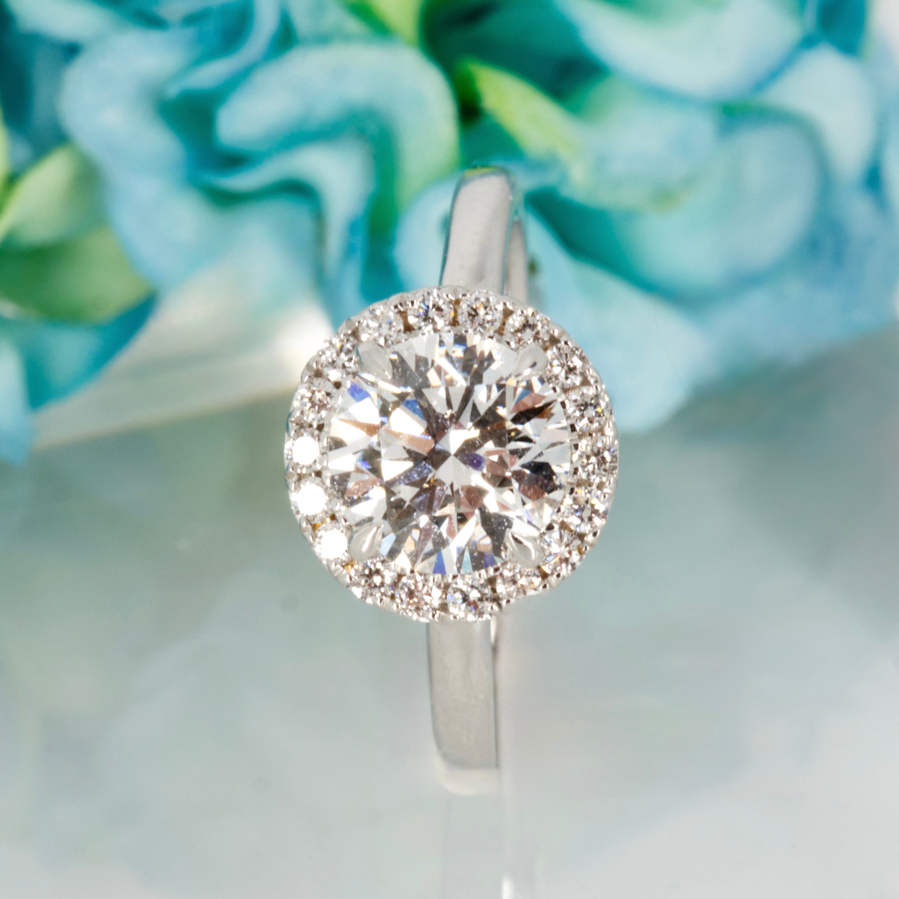 18ct White Gold 1.98ct Round Brilliant Cut Lab Grown Diamond Halo Cluster Ring