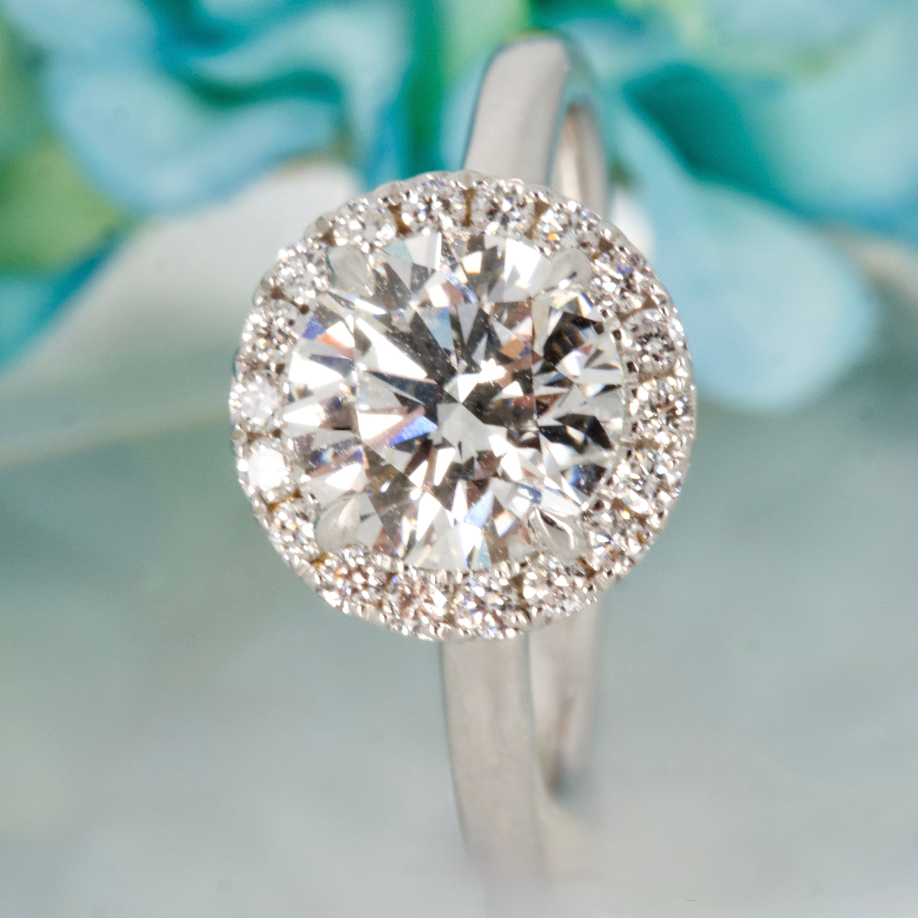 18ct White Gold 1.98ct Round Brilliant Cut Lab Grown Diamond Halo Cluster Ring