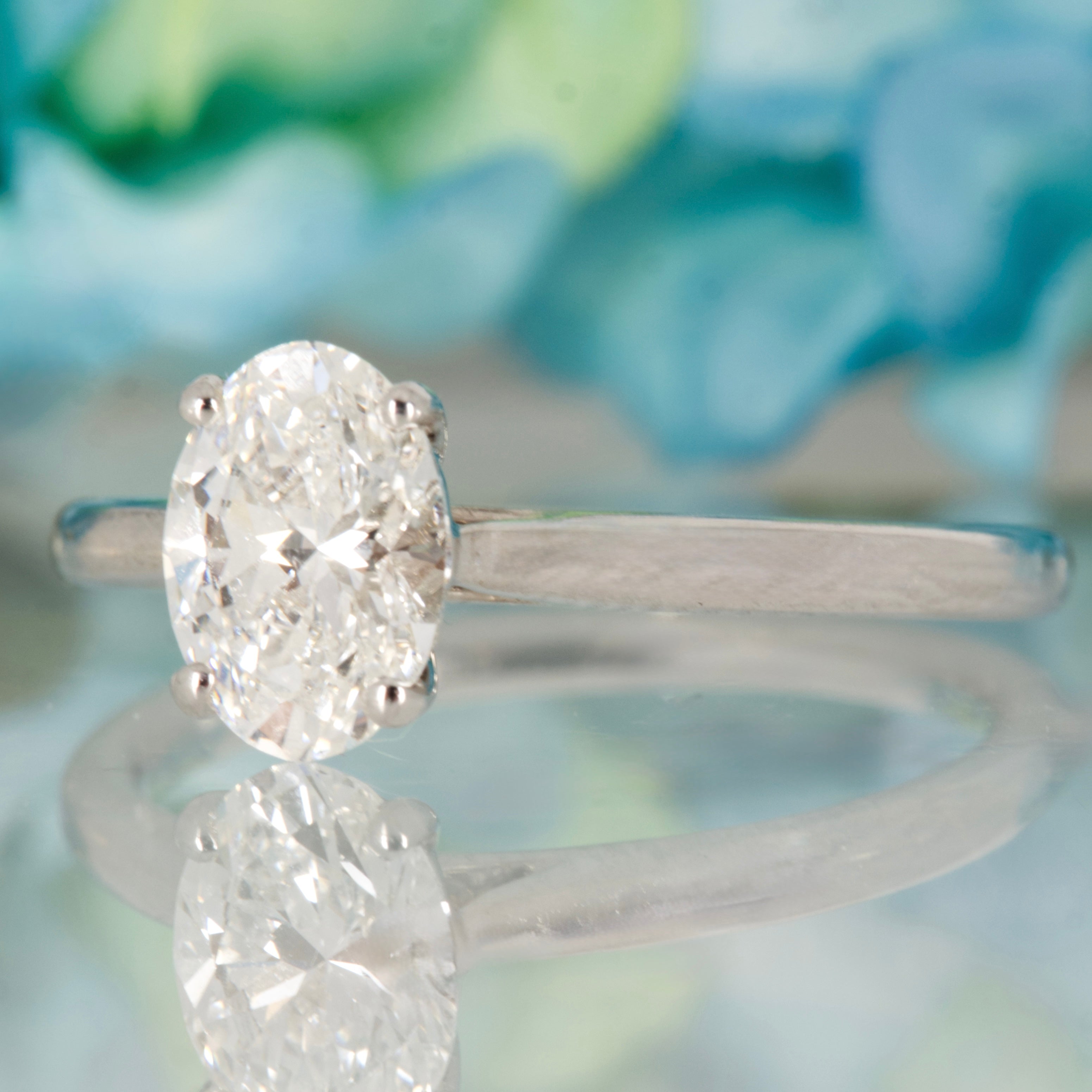 9ct White Gold 1.01ct Oval Cut Lab Grown Diamond Solitaire Ring