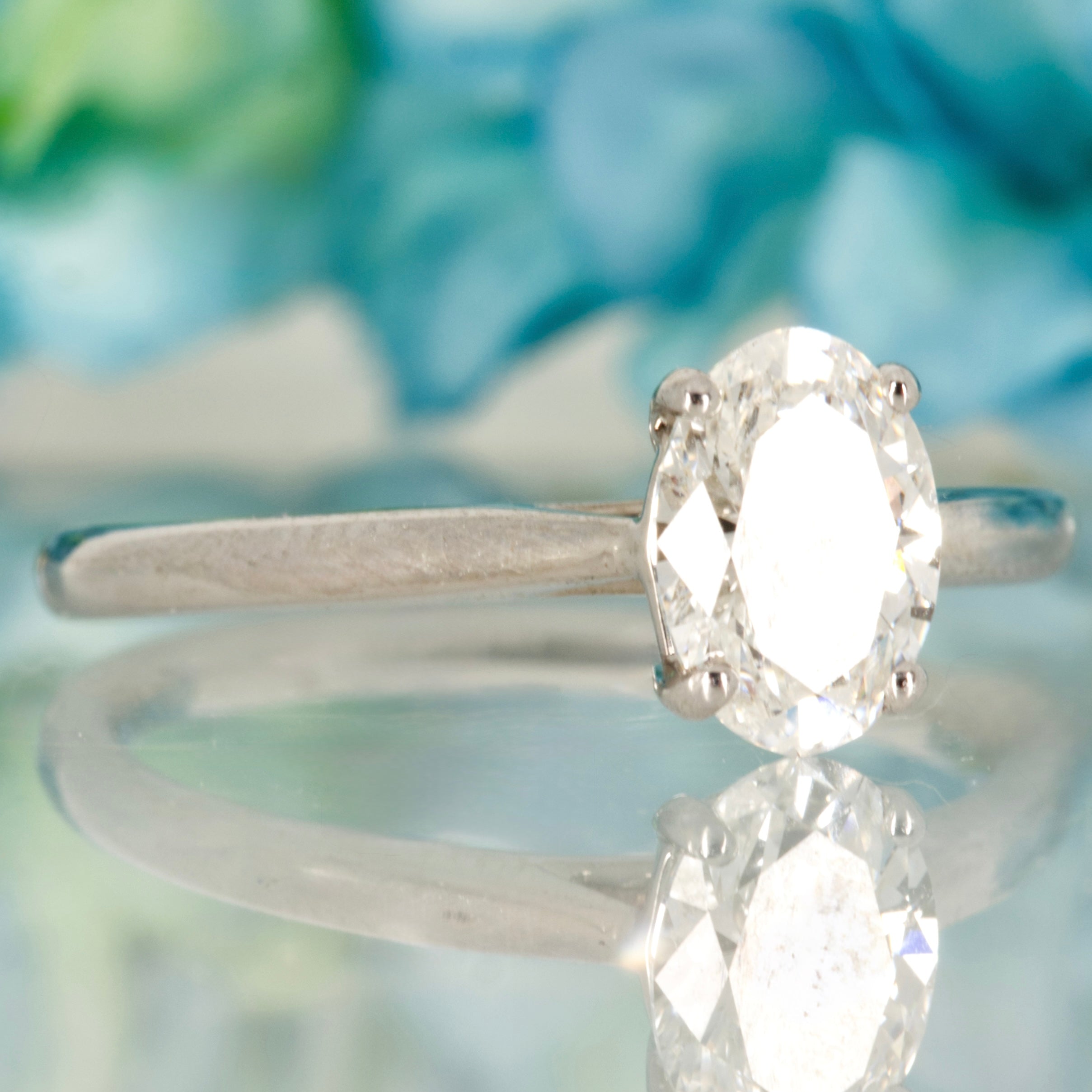 9ct White Gold 1.01ct Oval Cut Lab Grown Diamond Solitaire Ring