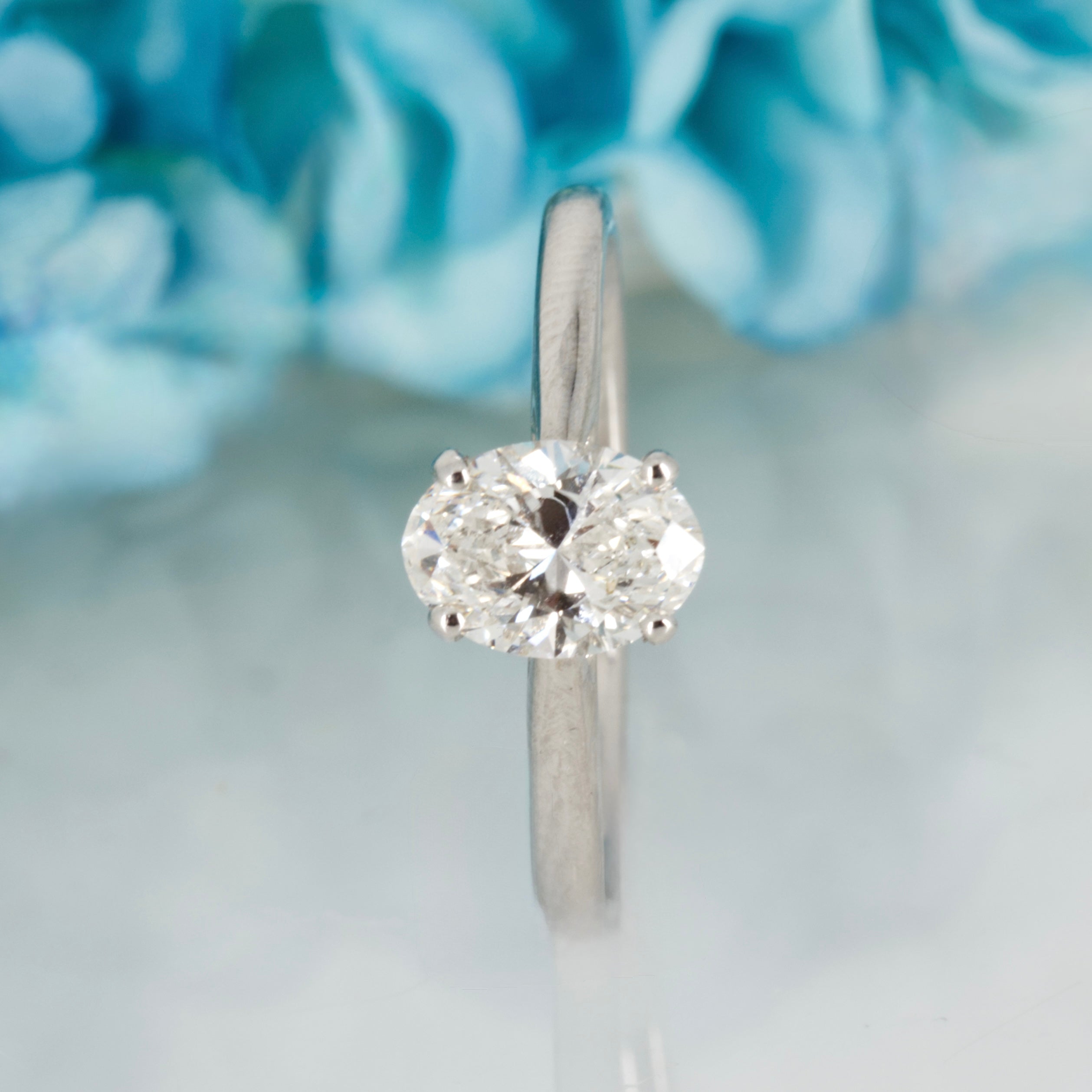 9ct White Gold 1.01ct Oval Cut Lab Grown Diamond Solitaire Ring