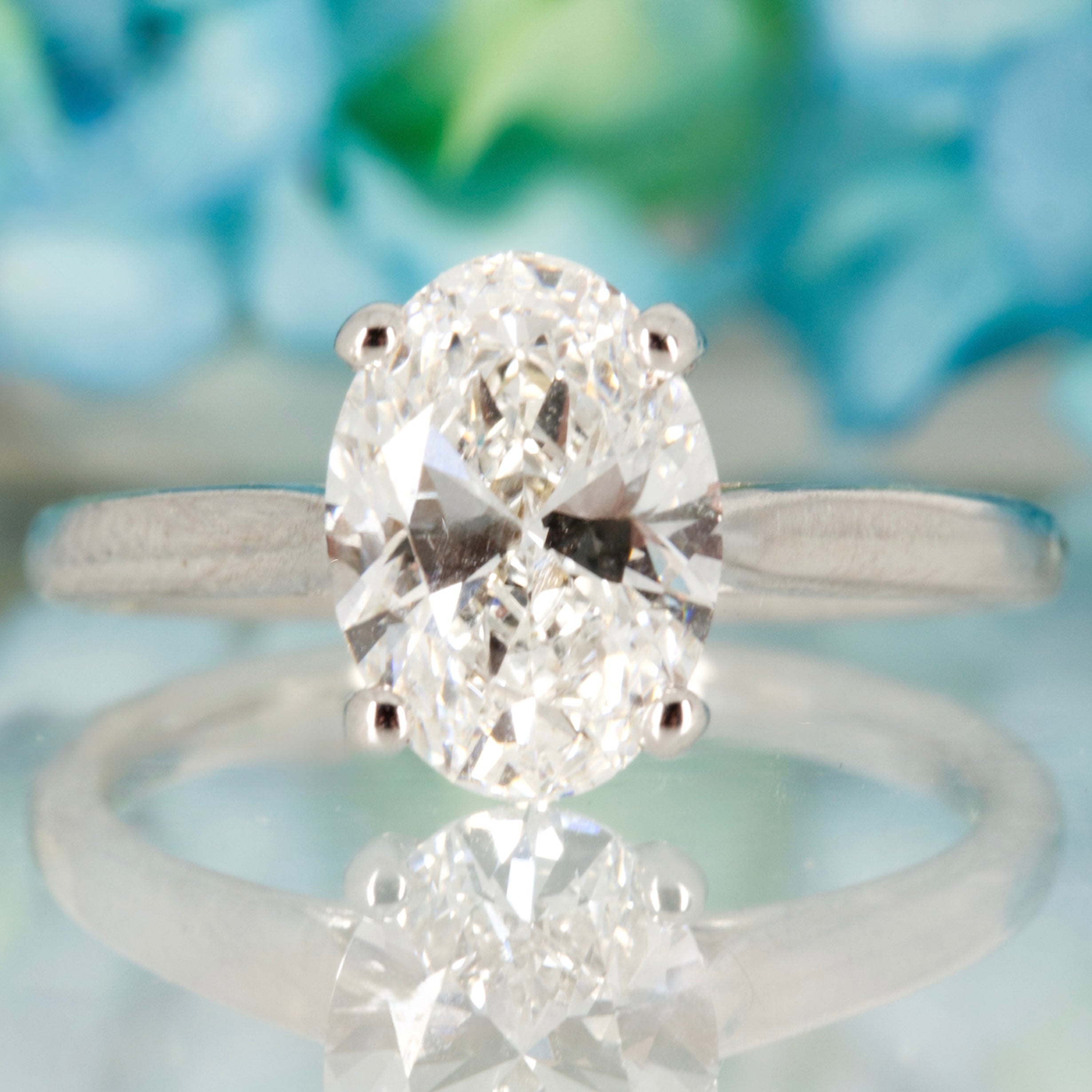 9ct White Gold 2.03ct Oval Cut Lab Grown Diamond Solitaire Ring