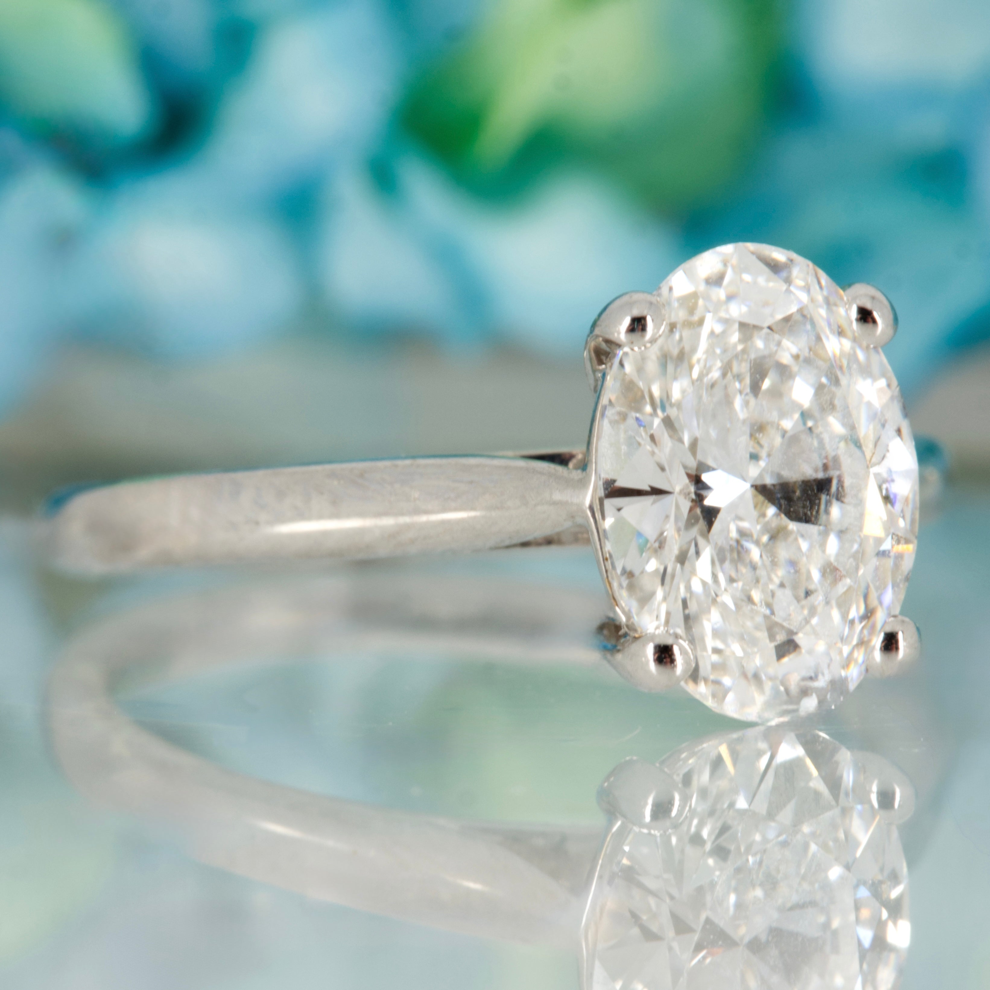 9ct White Gold 2.03ct Oval Cut Lab Grown Diamond Solitaire Ring