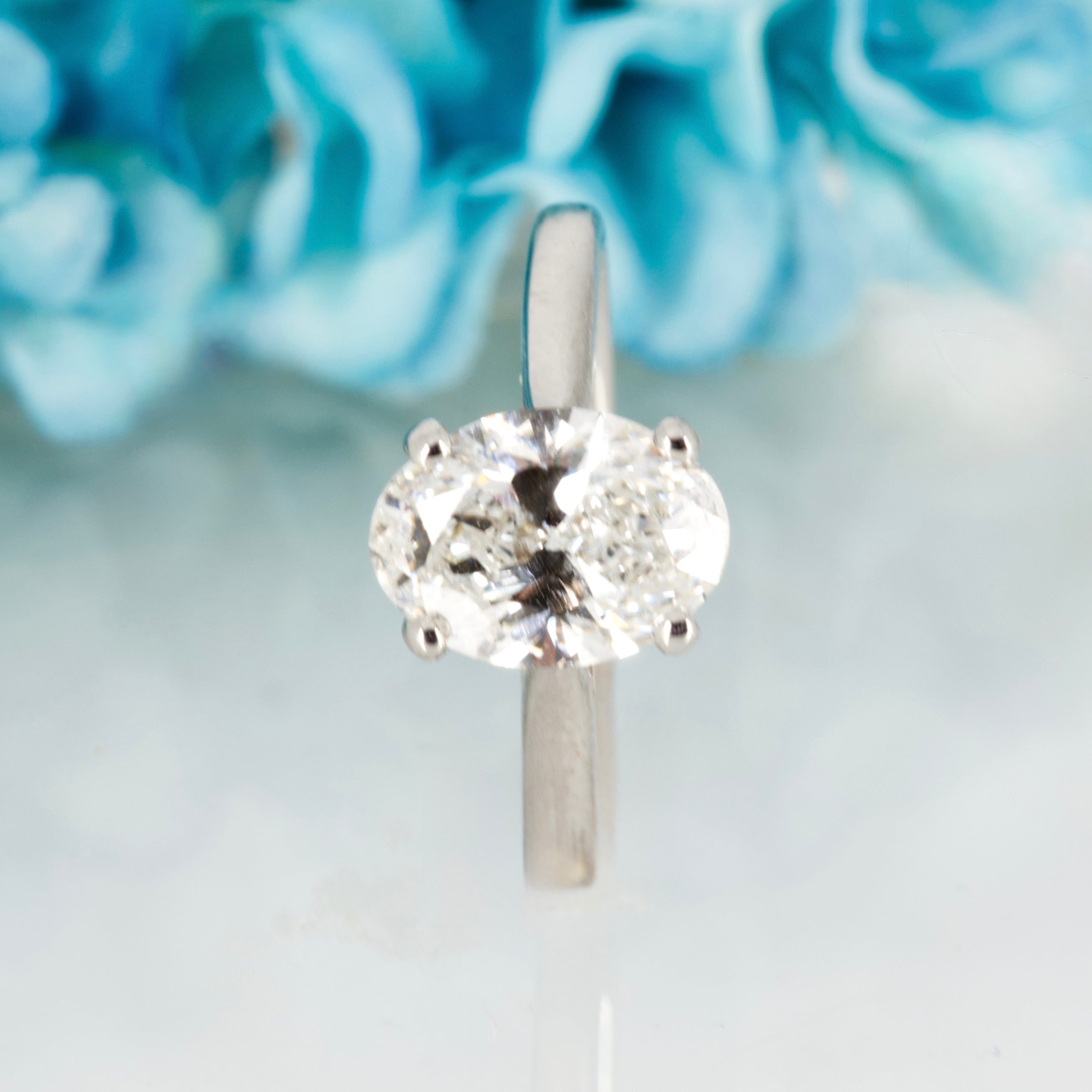 9ct White Gold 2.03ct Oval Cut Lab Grown Diamond Solitaire Ring