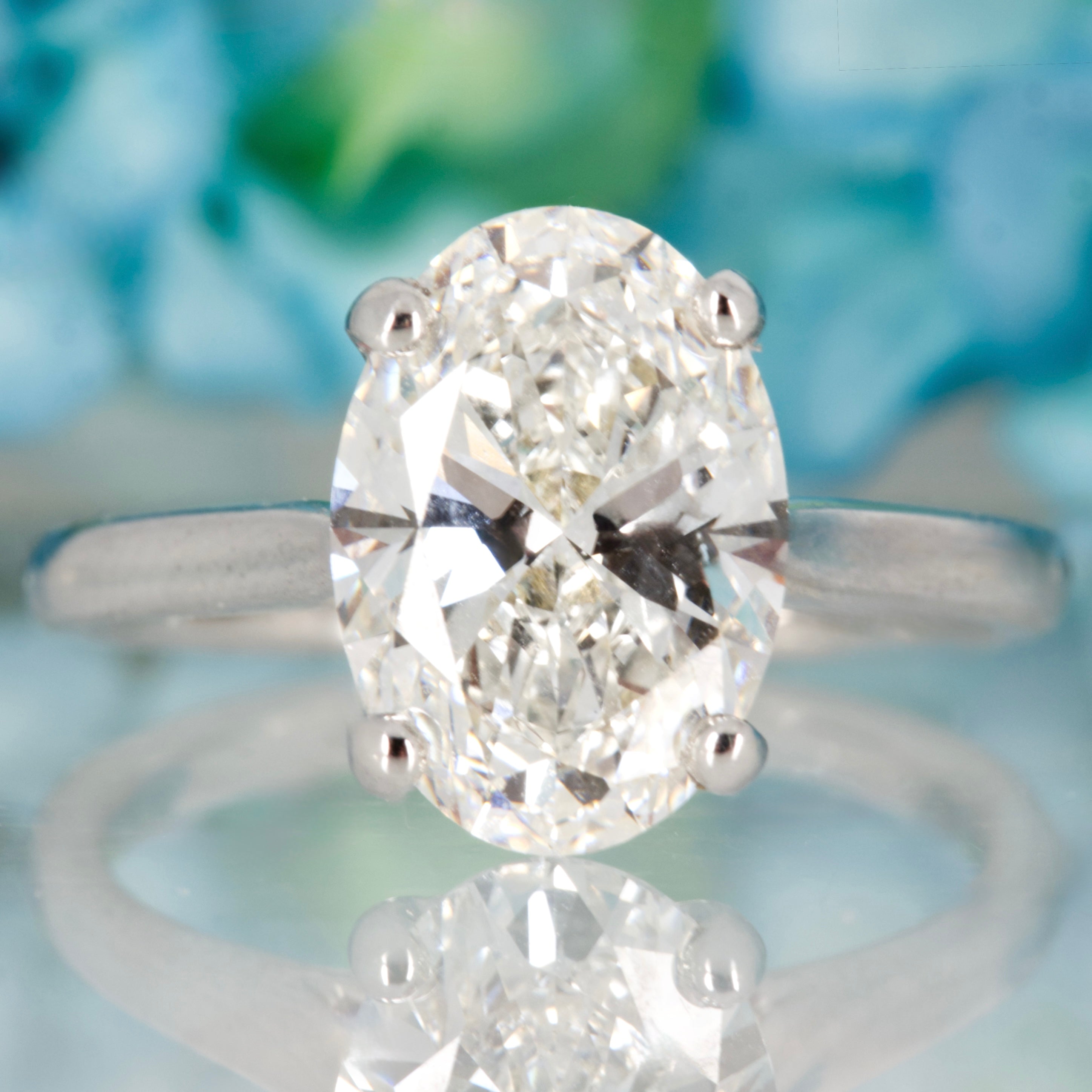 9ct White Gold 3.09ct Oval Cut Lab Grown Diamond Solitaire Ring