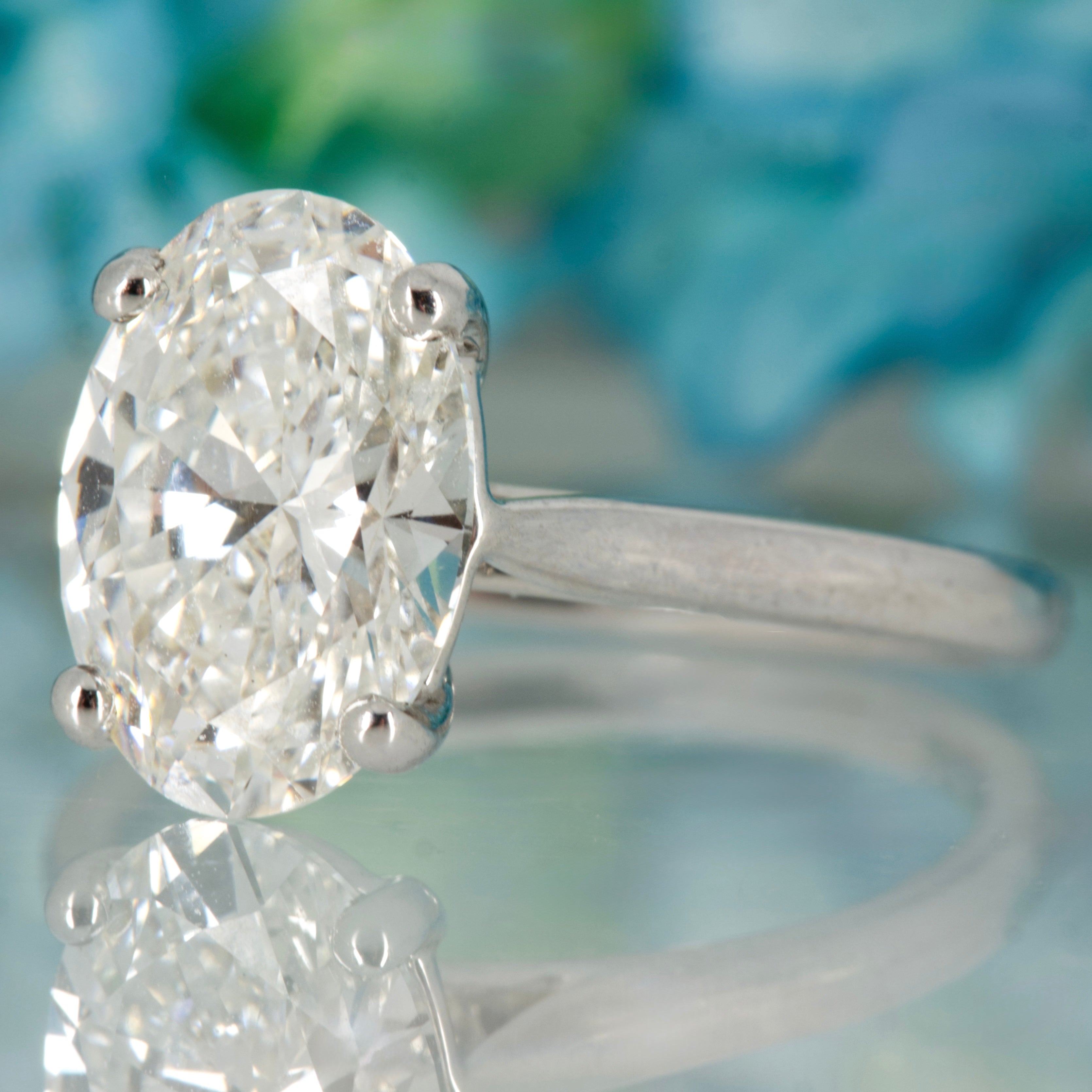 9ct White Gold 3.09ct Oval Cut Lab Grown Diamond Solitaire Ring