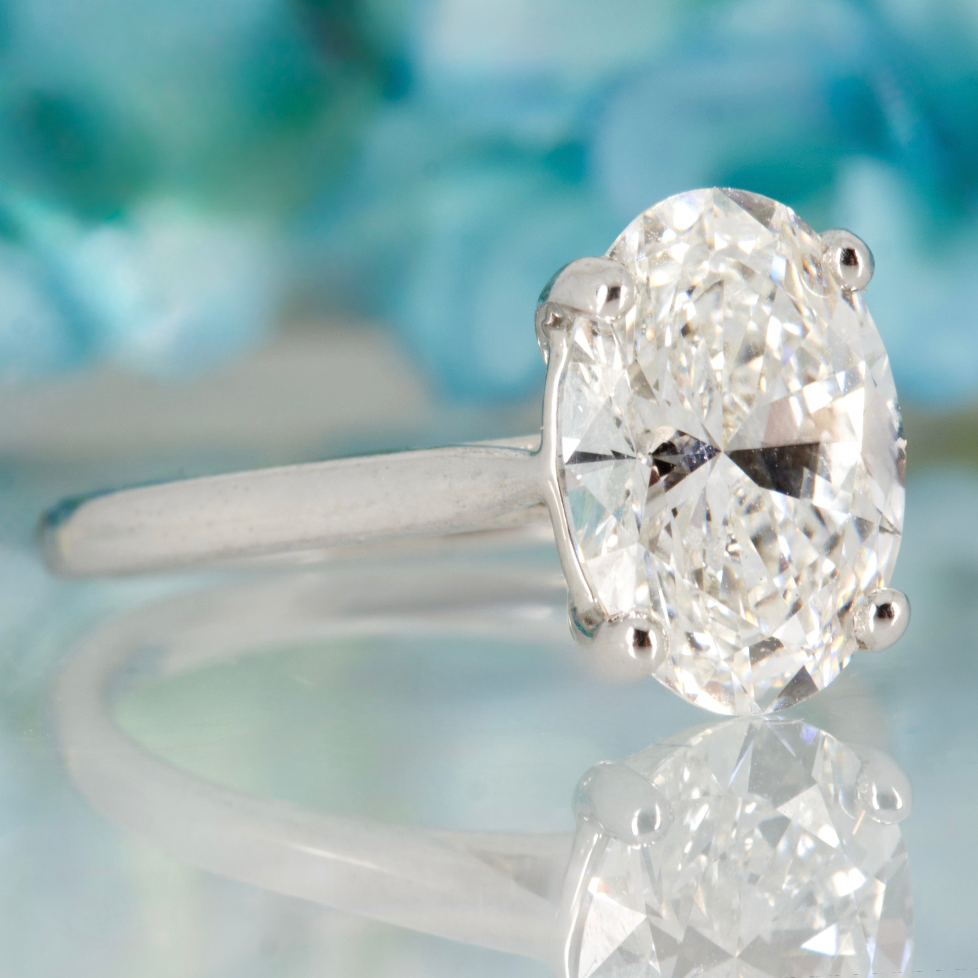 9ct White Gold 3.09ct Oval Cut Lab Grown Diamond Solitaire Ring