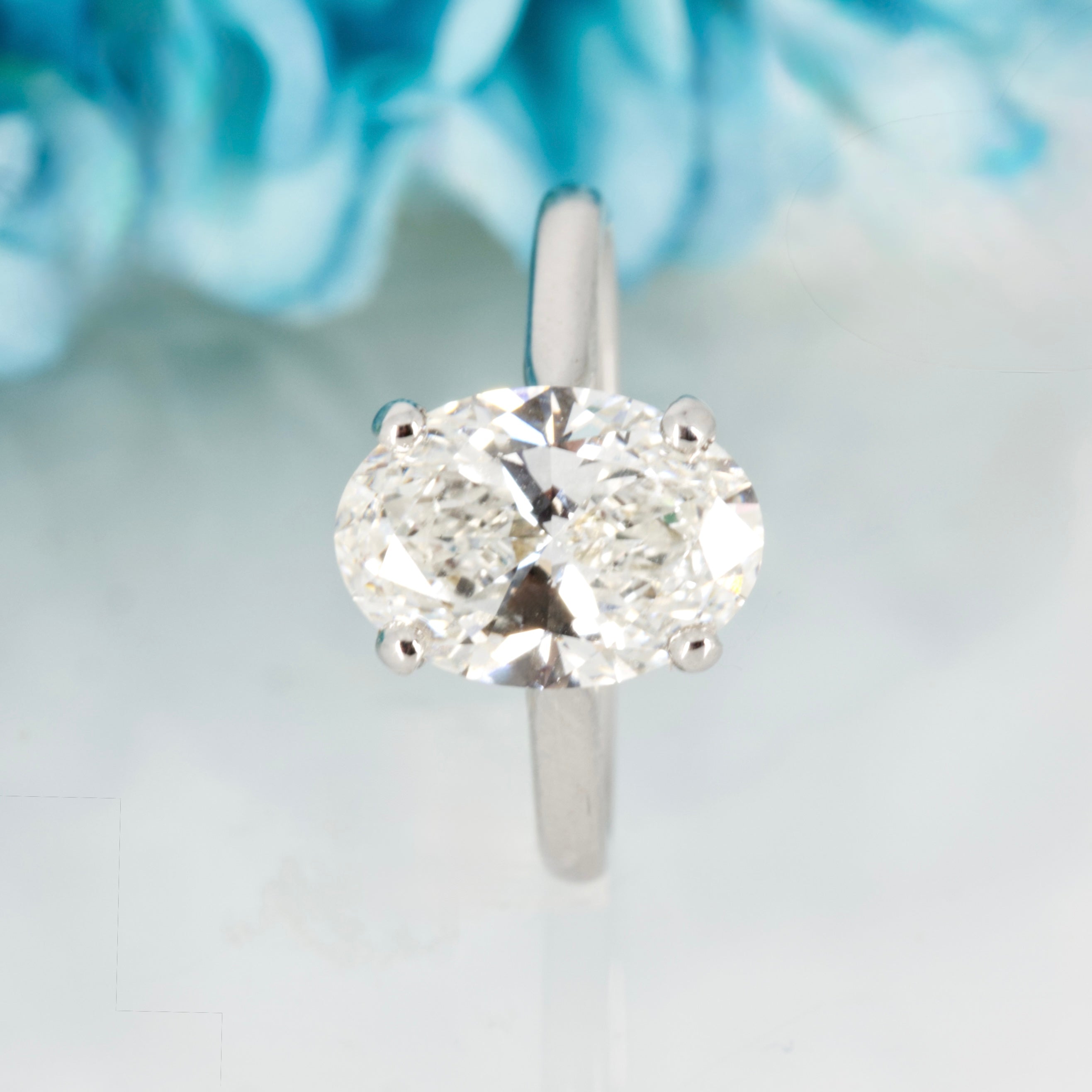 9ct White Gold 3.09ct Oval Cut Lab Grown Diamond Solitaire Ring