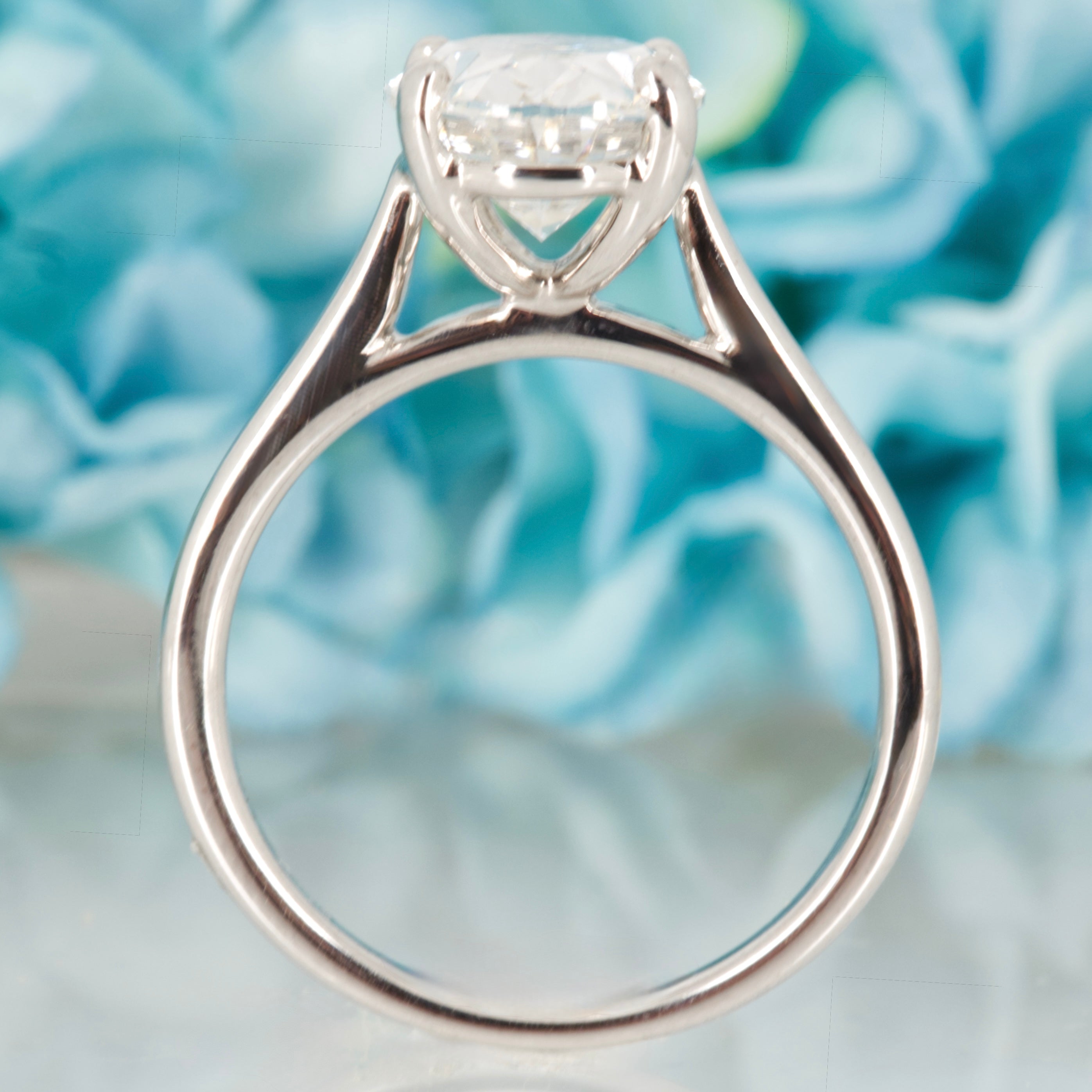 9ct White Gold 3.09ct Oval Cut Lab Grown Diamond Solitaire Ring