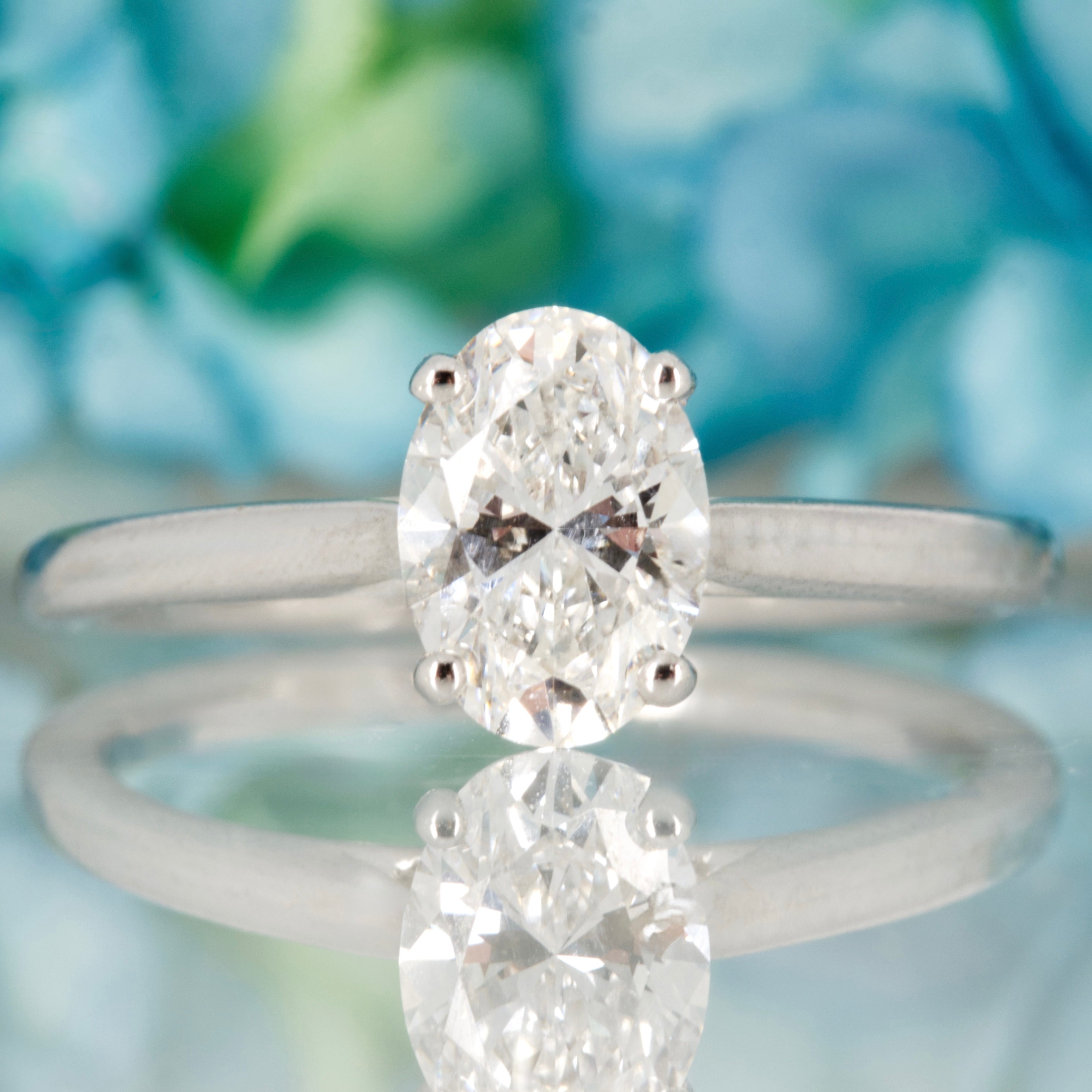 18ct White Gold 1.02ct Oval Cut Lab Grown Diamond Solitaire Ring