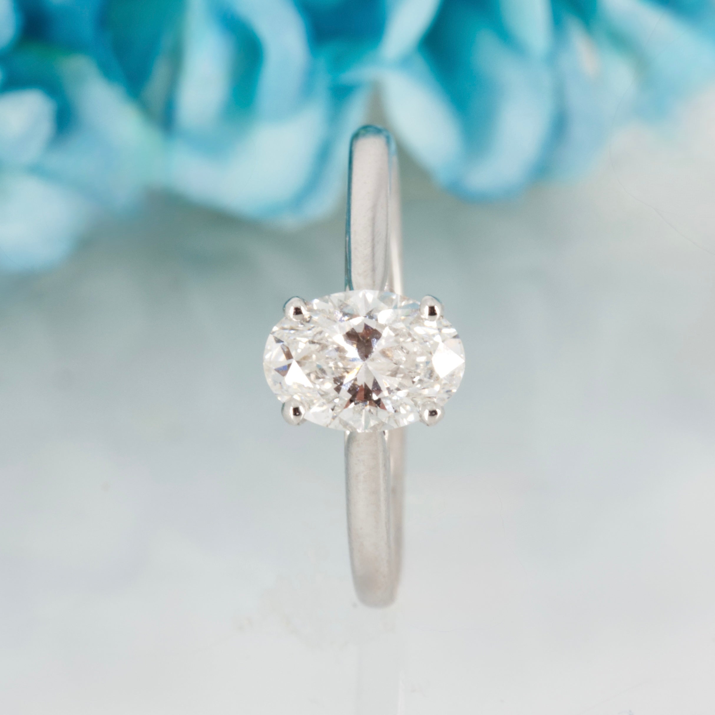18ct White Gold 1.02ct Oval Cut Lab Grown Diamond Solitaire Ring