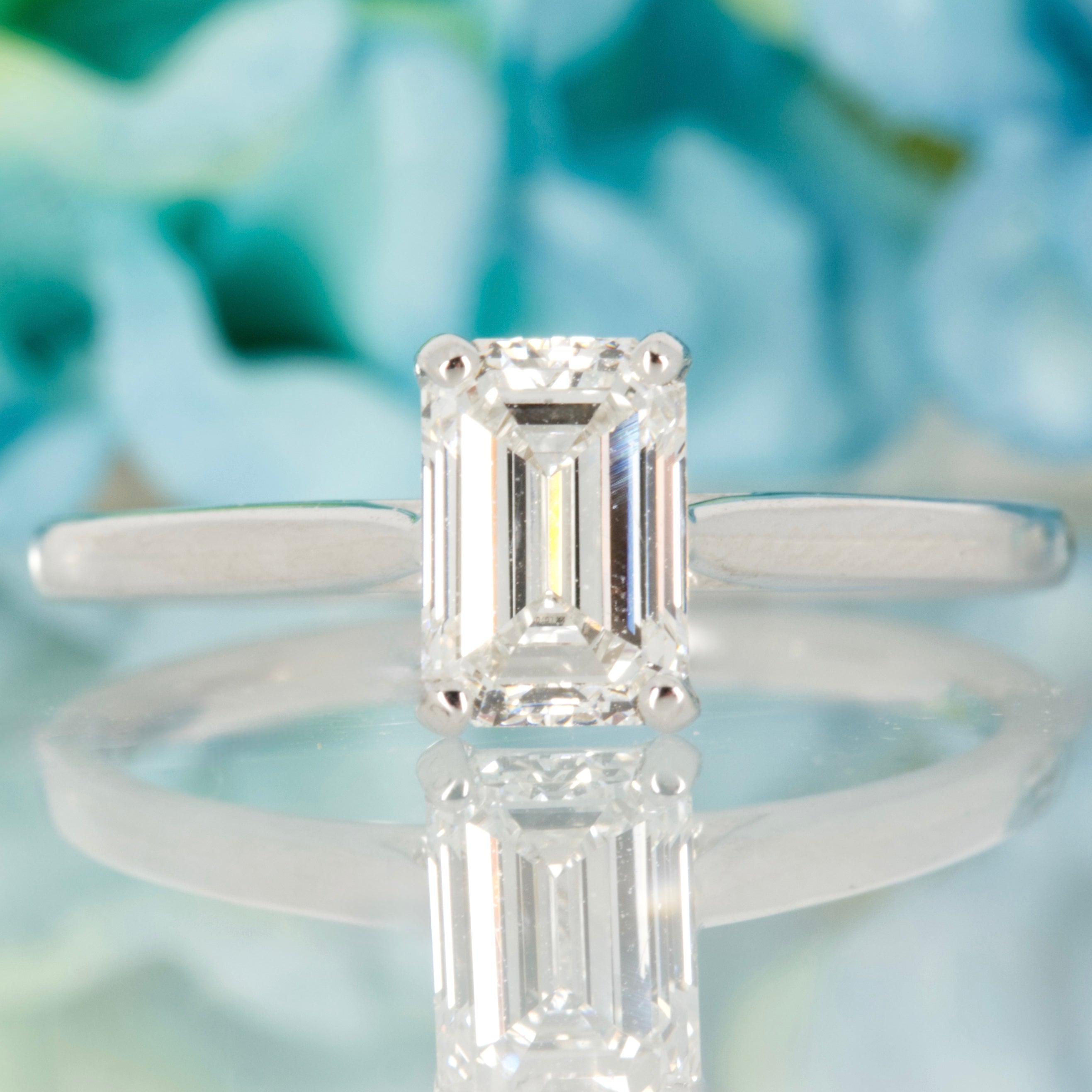 18ct White Gold 1.01ct Emerald Cut Lab Grown Diamond Solitaire Ring