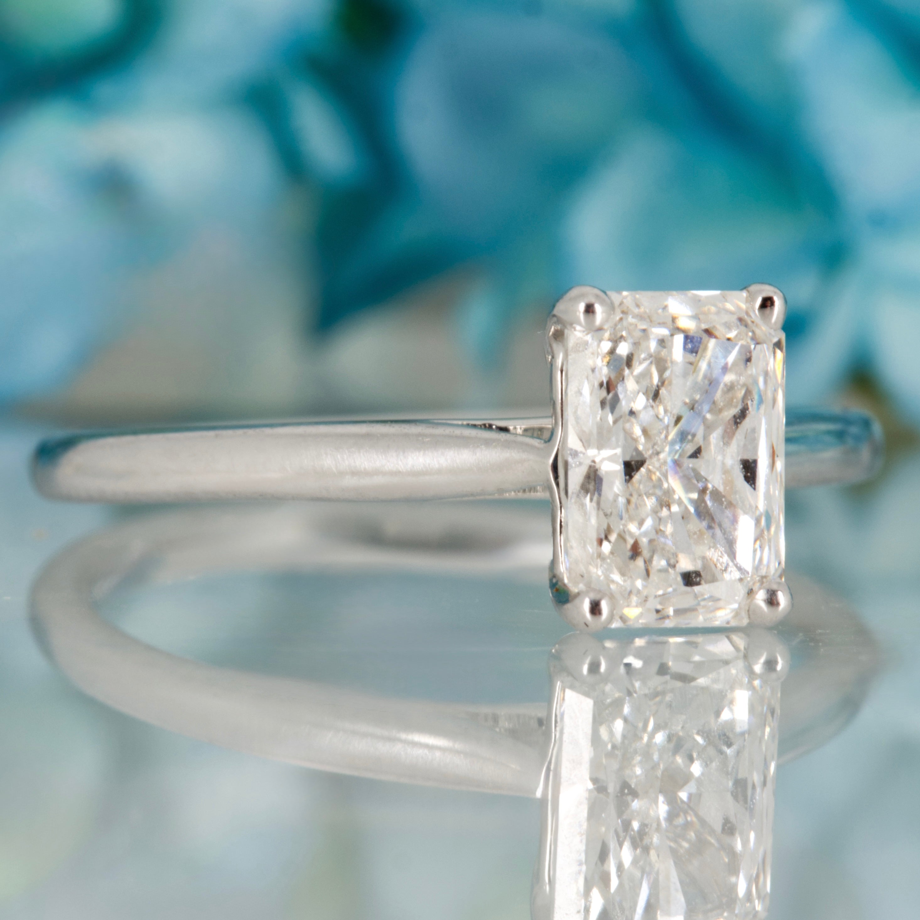 18ct White Gold 1.04ct Radiant Cut Lab Grown Diamond Solitaire Ring