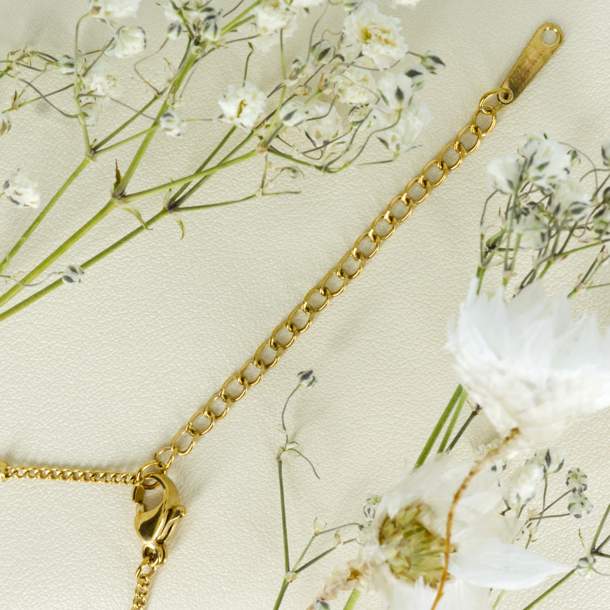 Gold Plated Round White Cross Pendant & Chain