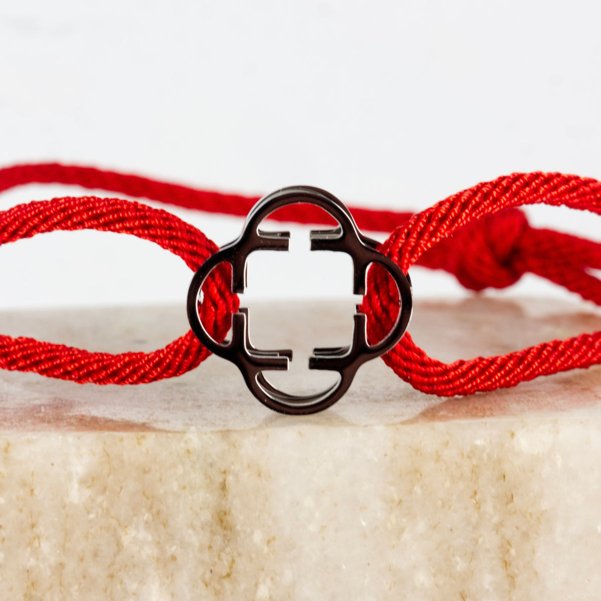 Stainless Steel Clover Red Rope Bracelet