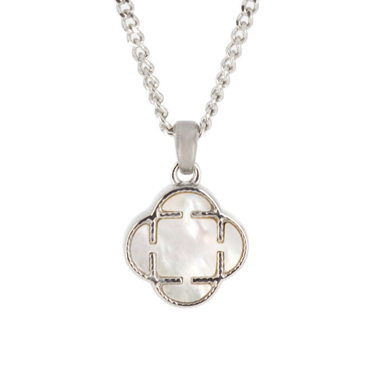Stainless Steel White Stone Pendant & Chain