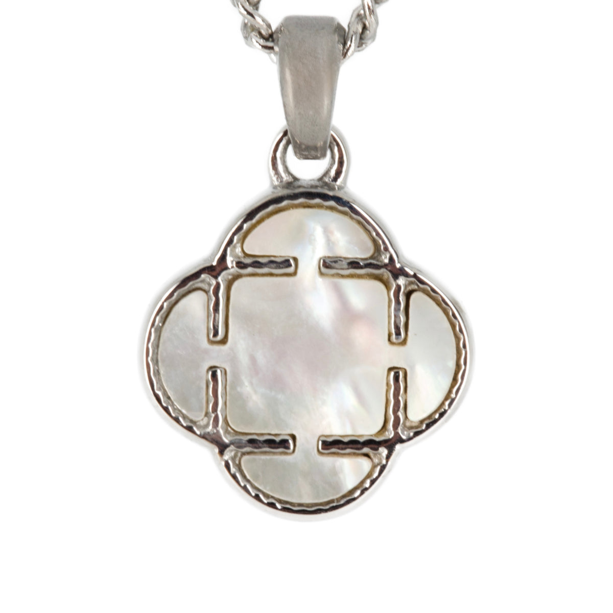 Stainless Steel White Stone Pendant & Chain