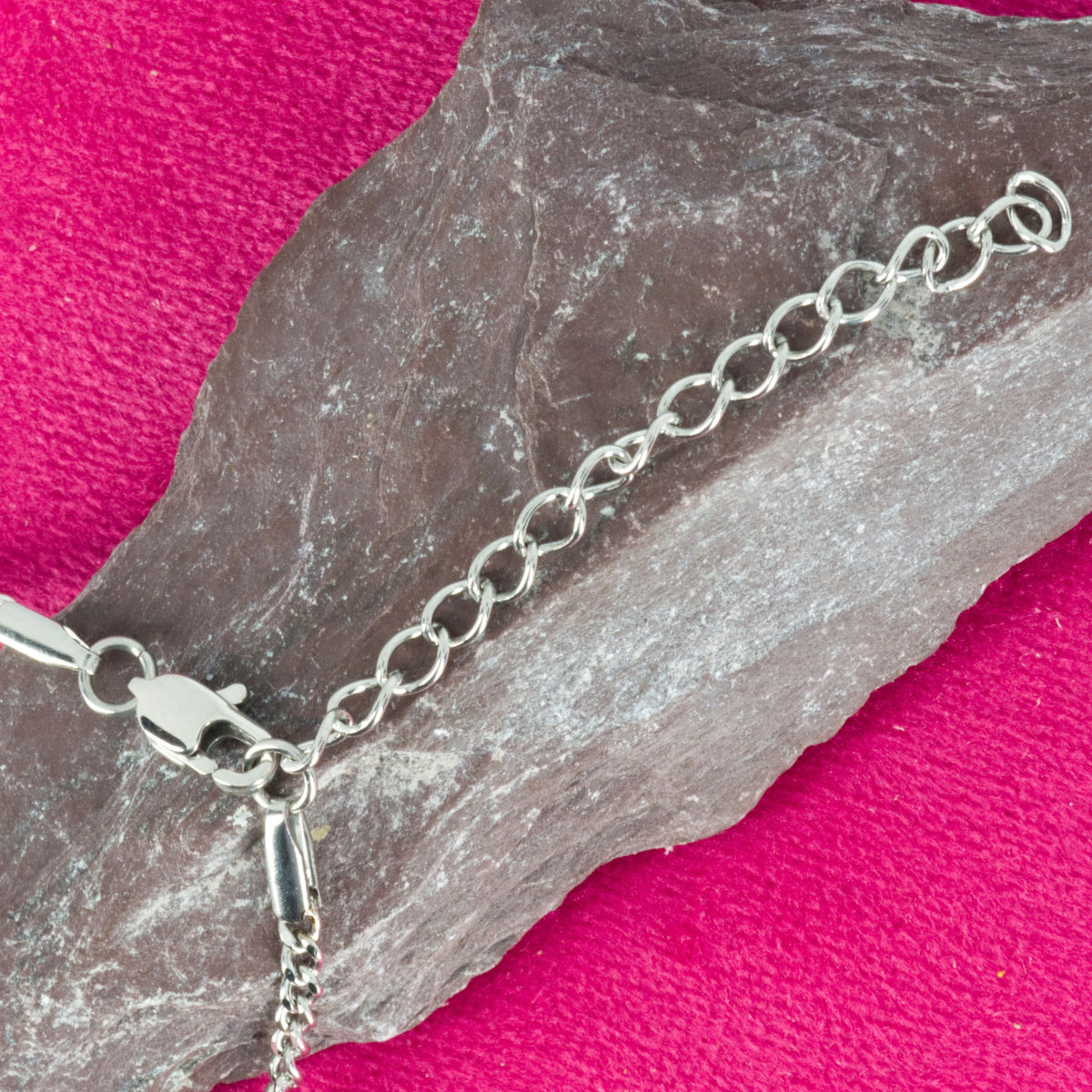 Stainless Steel White Stone Pendant & Chain