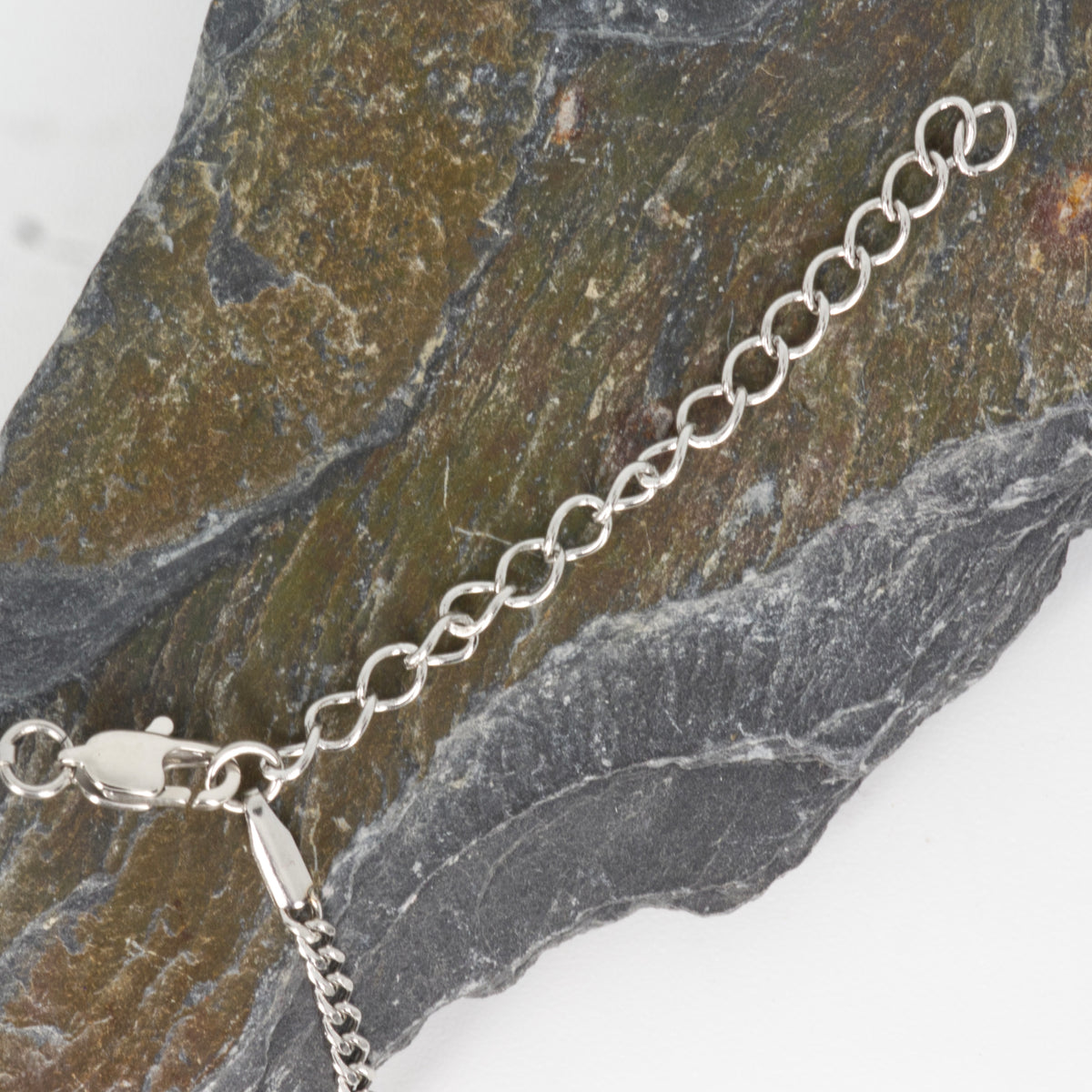 Stainless Steel Black Stone Clover Pendant & Chain