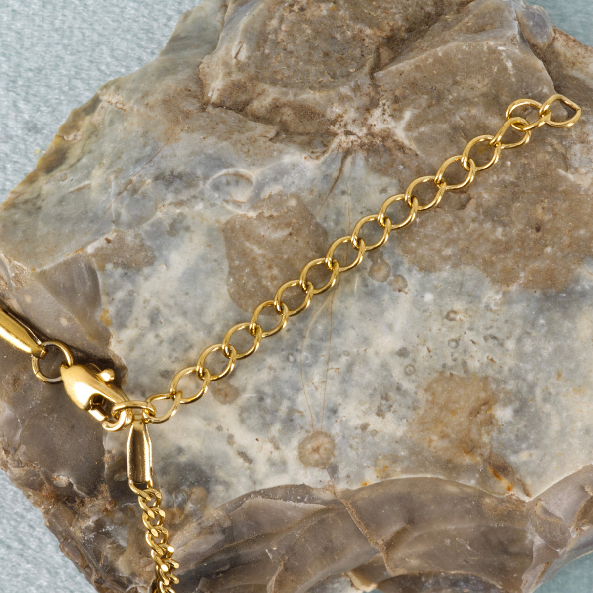 Gold Plated Green Stone Clover Pendant & Chain