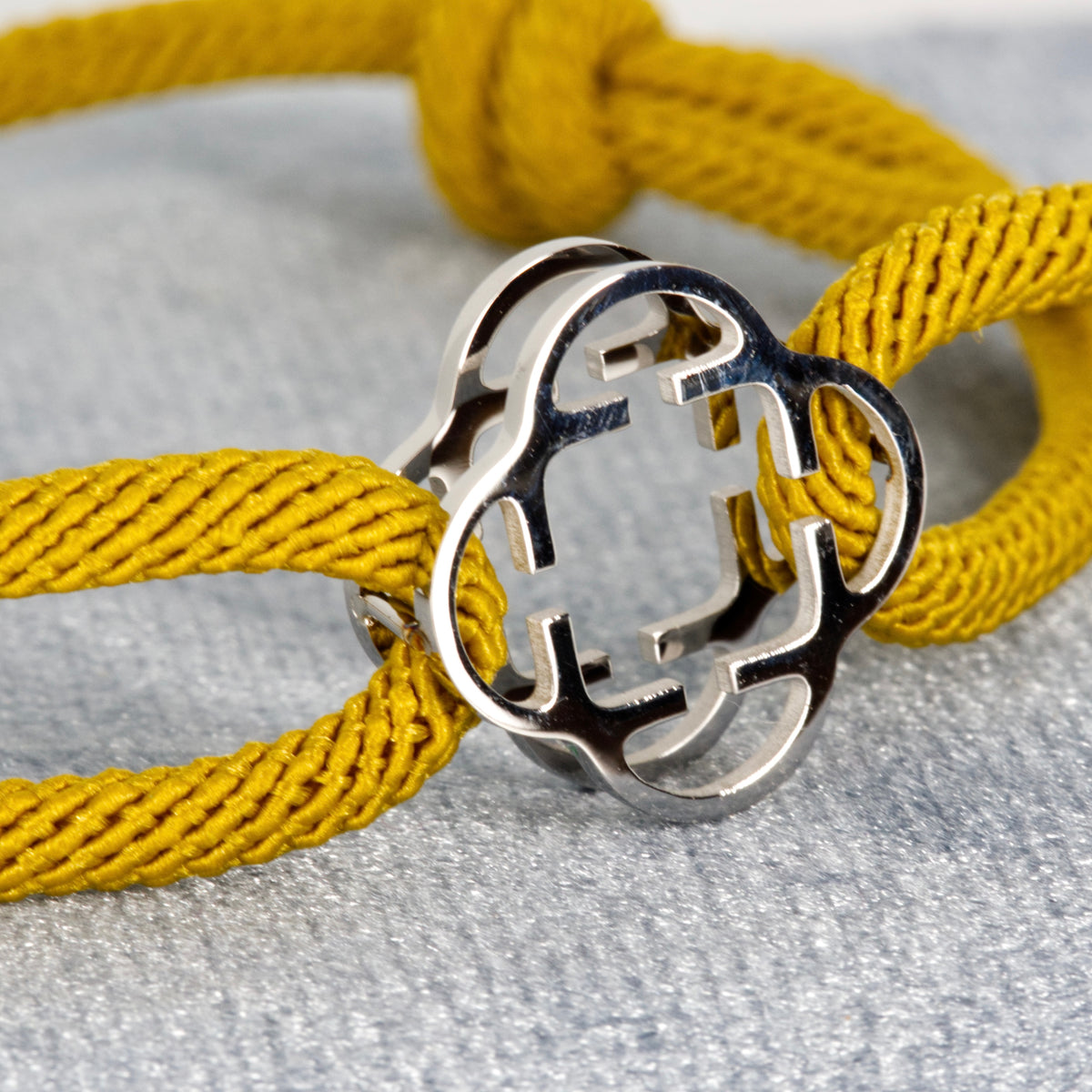 Stainless Steel Clover Yellow Rope Bracelet