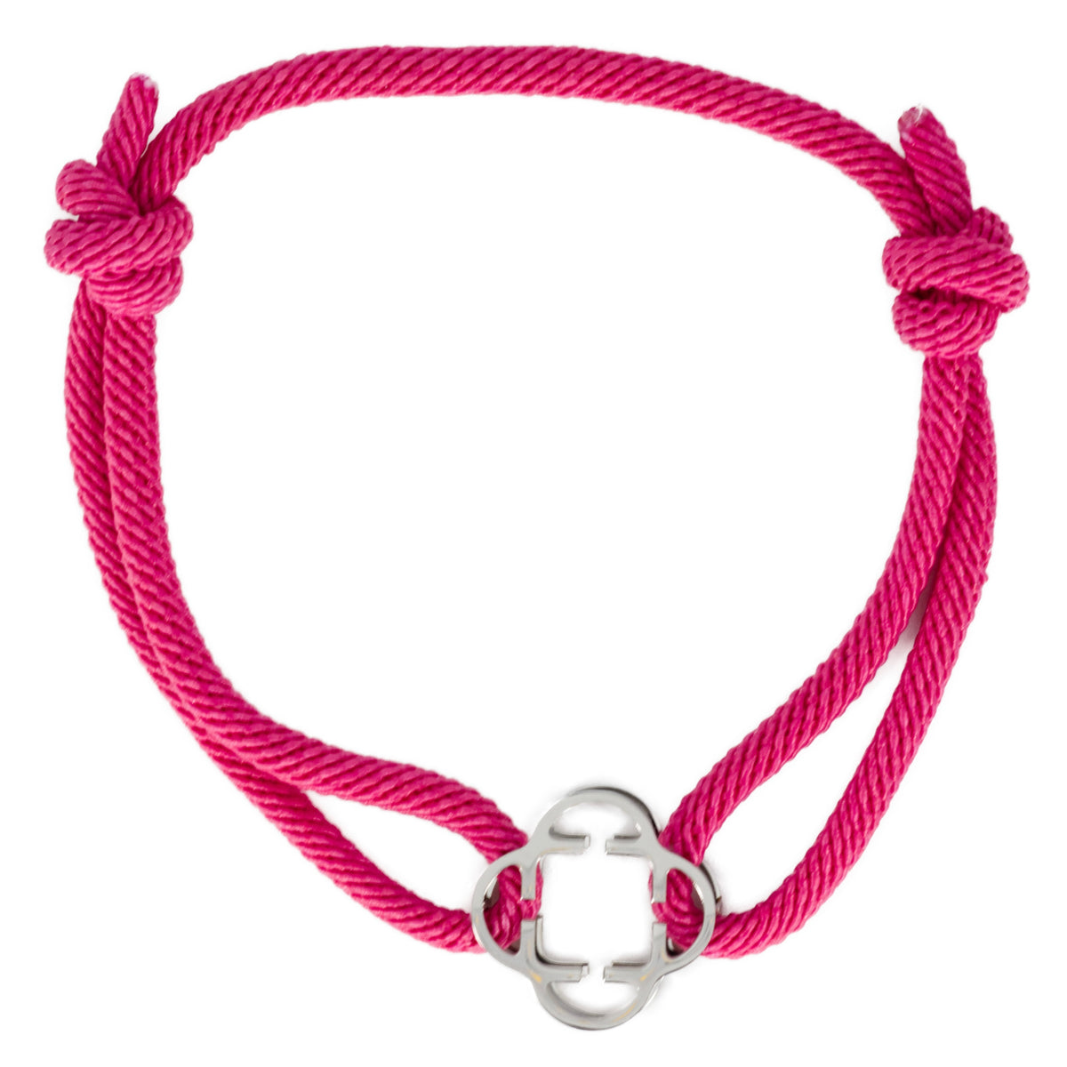 Stainless Steel Clover Pink Rope Bracelet