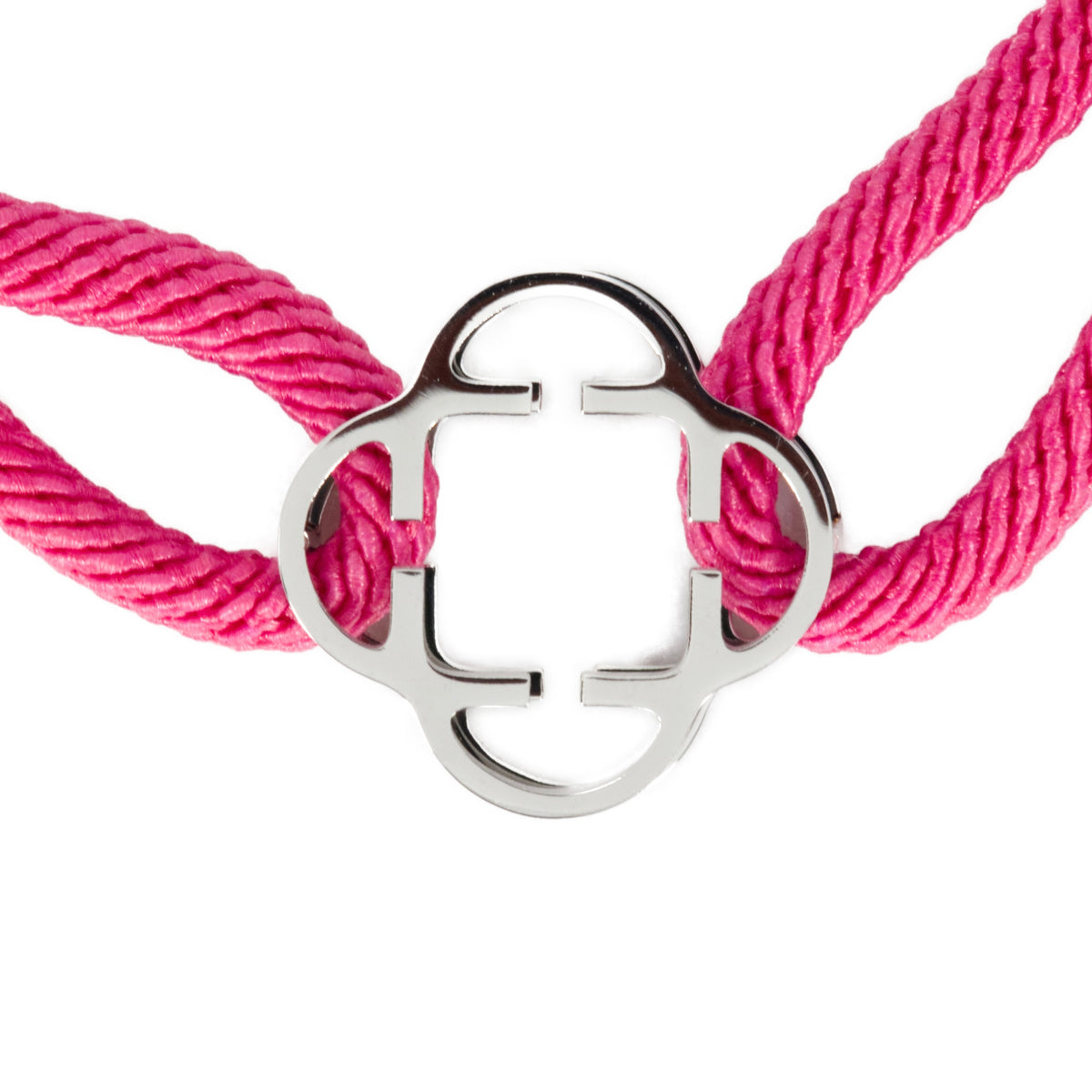 Stainless Steel Clover Pink Rope Bracelet